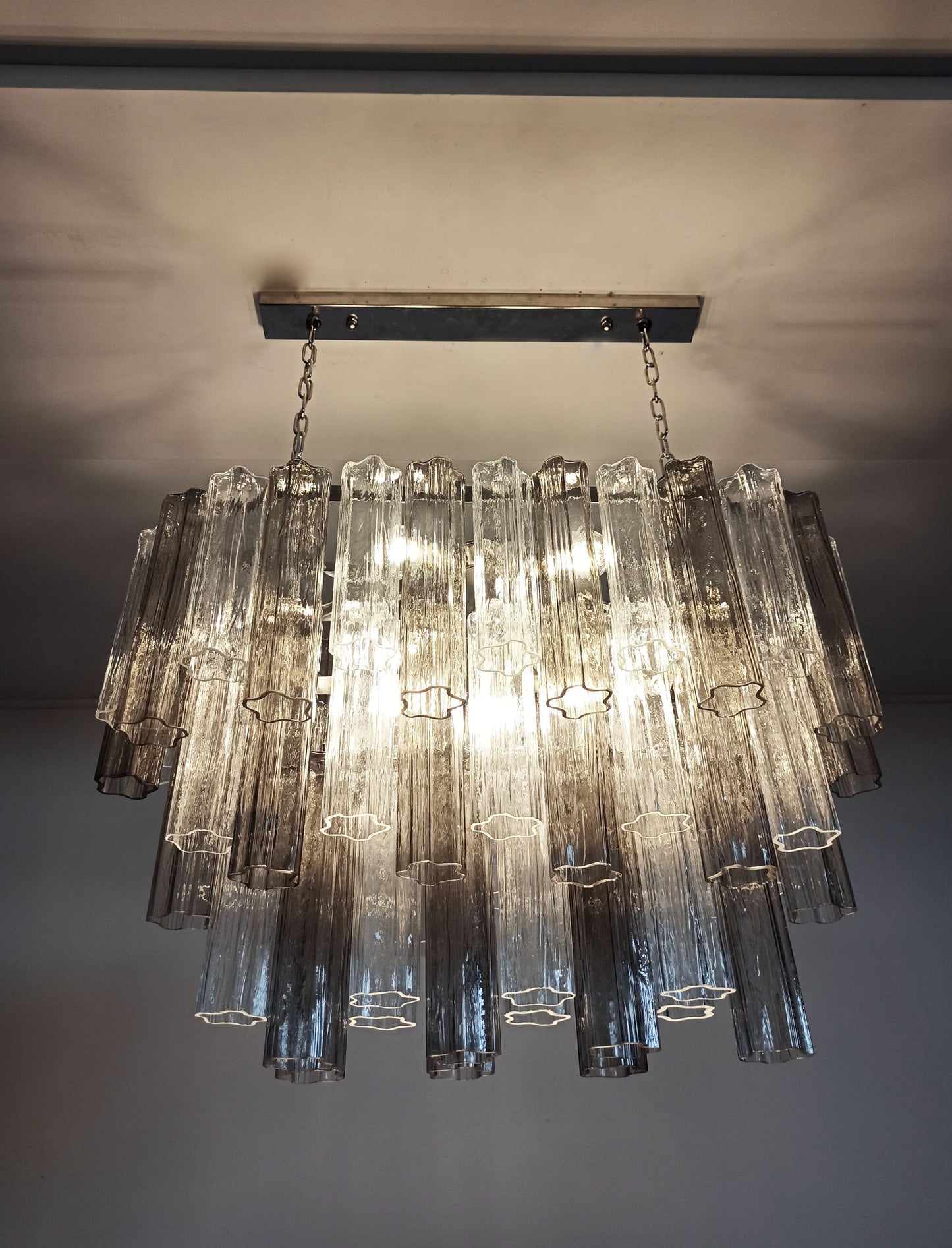 Murano Chandelier | 62 Clear and Smoke-coloured Glass Tubes