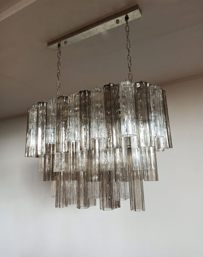 Murano Chandelier | 62 Clear and Smoke-coloured Glass Tubes