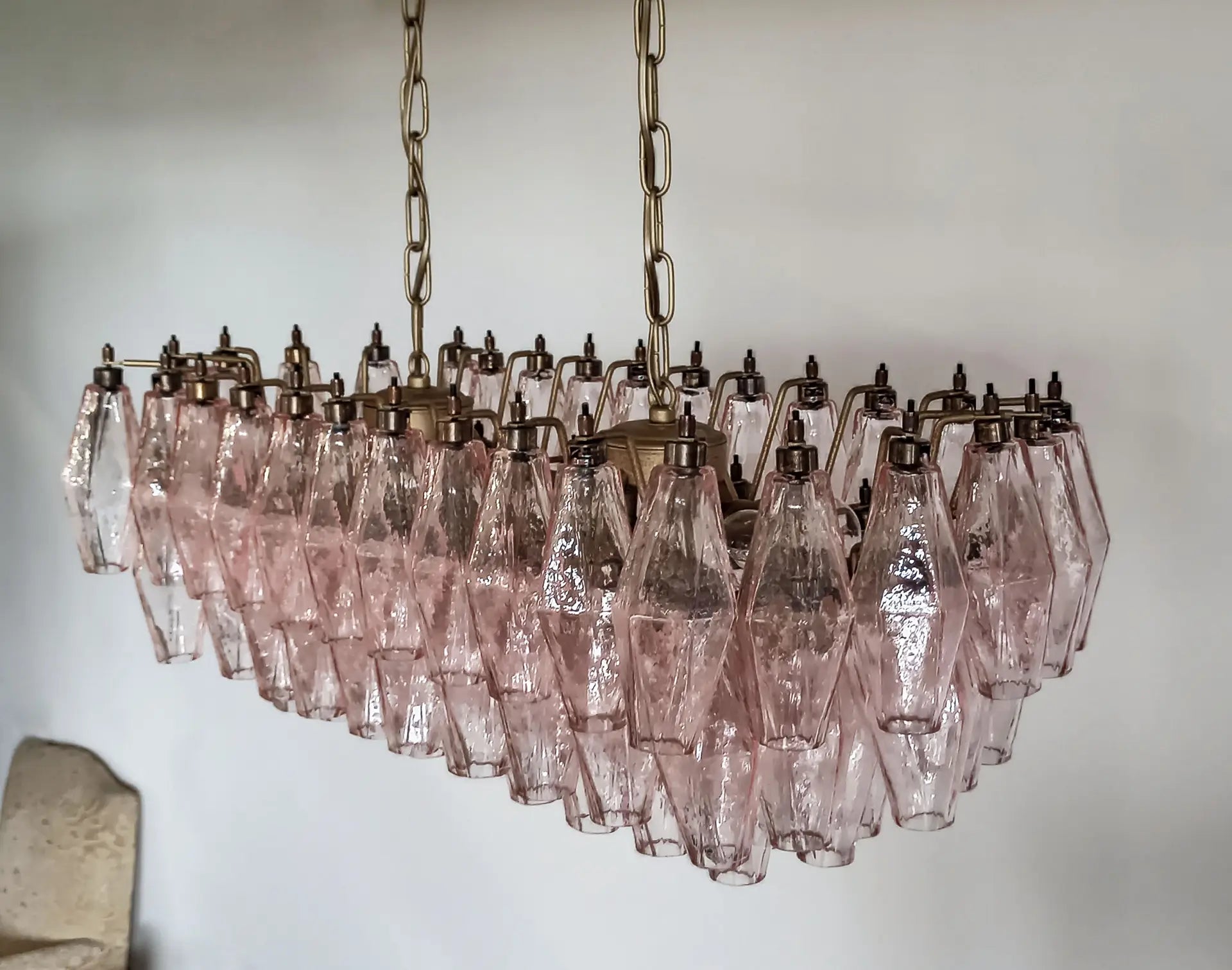 Murano Lysekrone – 84 Rosa Poliedriglass – detalj 2 – Murano Classics