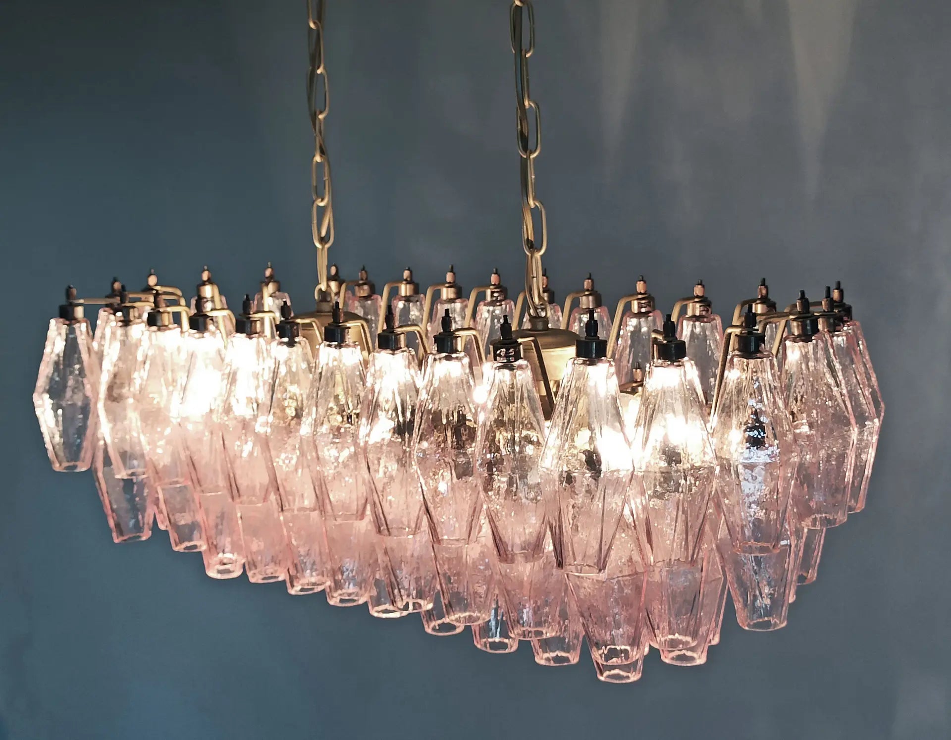 Murano Lysekrone – 84 Rosa Poliedriglass – detalj 9 – Murano Classics