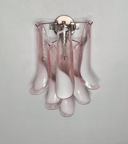 Murano Vegglampe | Rosa Lattimo Konglebladglass | 1 par
