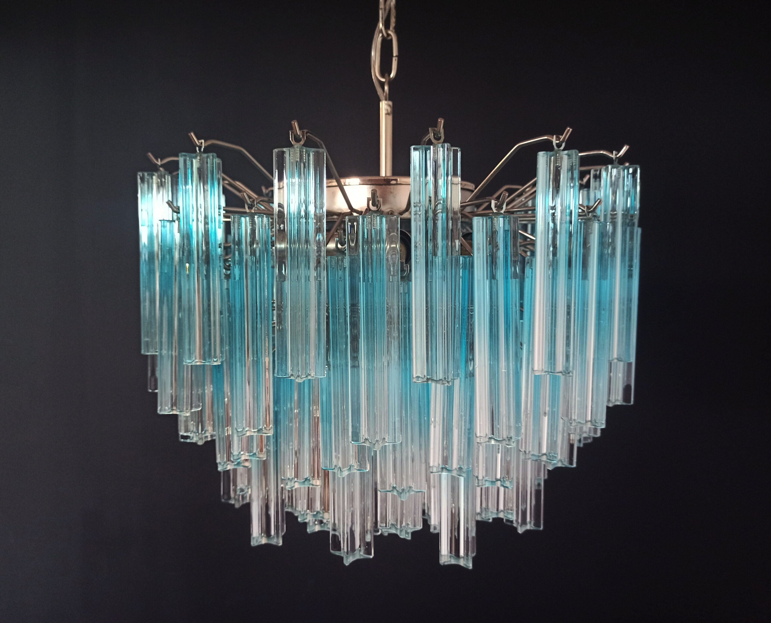 Murano Lysekrone – 107 Blå Prismeglass – detalj 2 – Murano Classics
