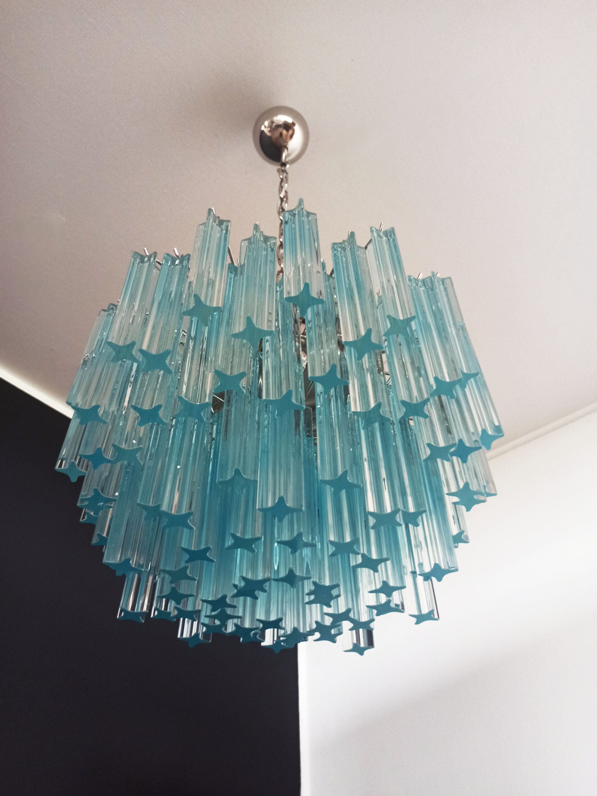 Murano Lysekrone – 107 Blå Prismeglass – detalj 8 – Murano Classics