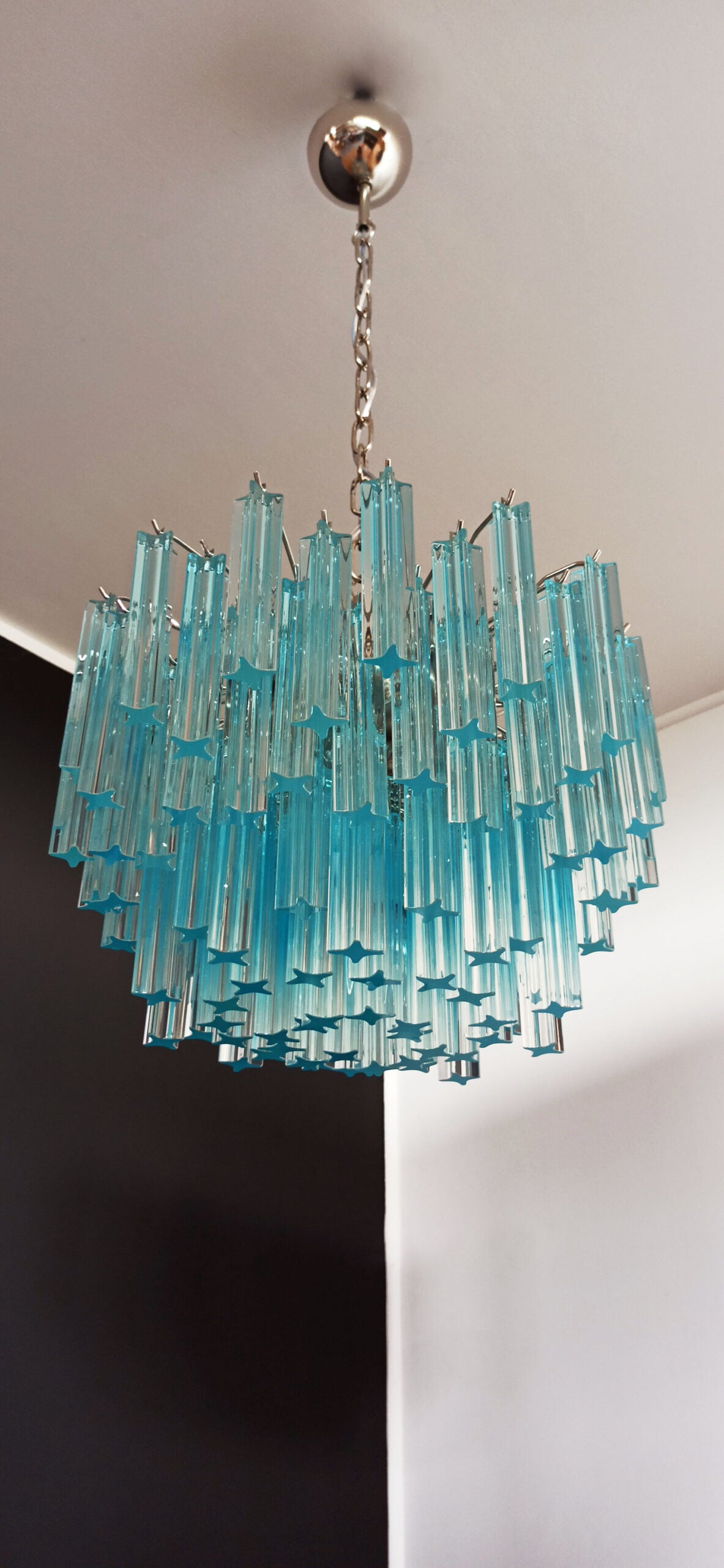 Murano Lysekrone – 107 Blå Prismeglass – detalj 9 – Murano Classics