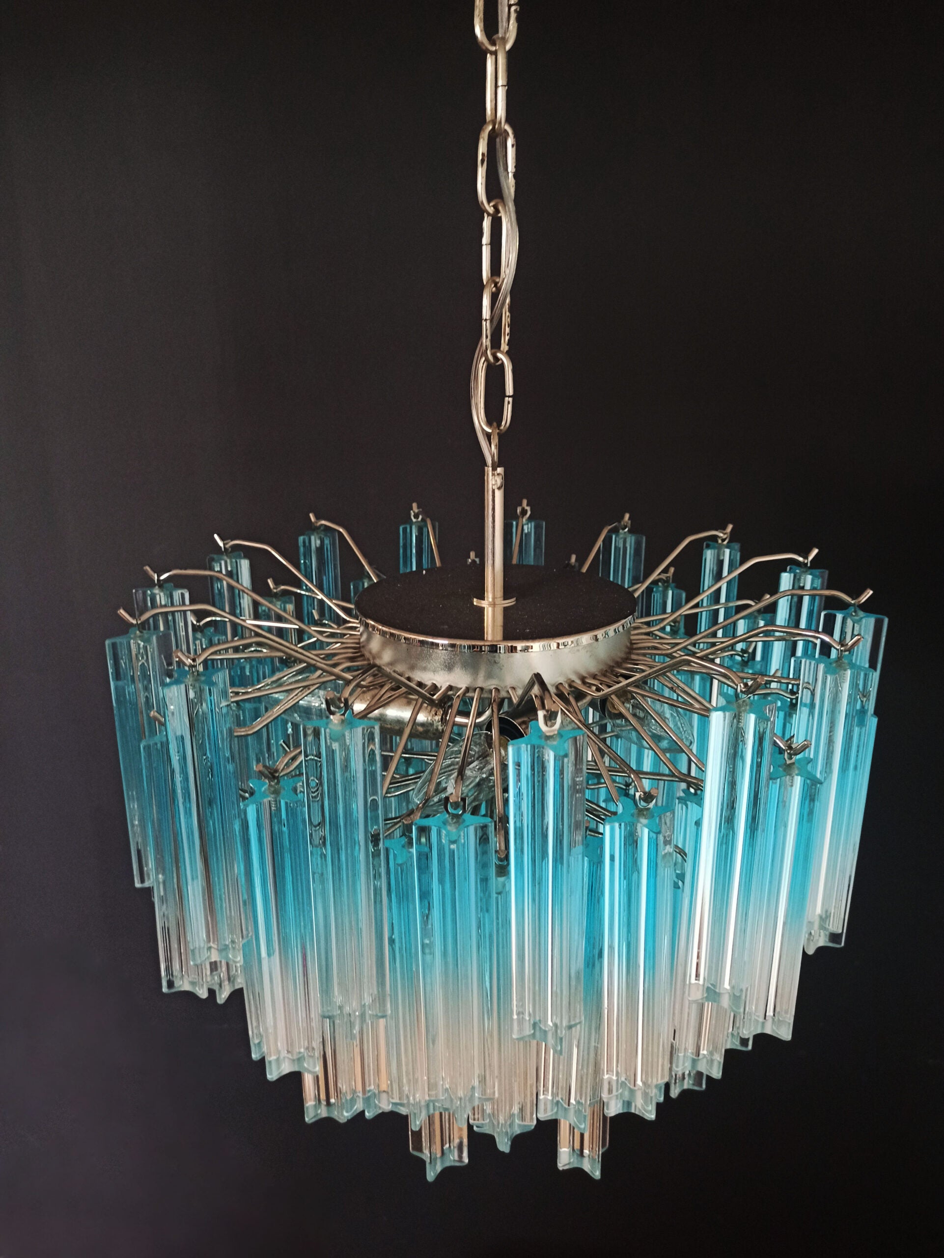 Murano Lysekrone – 107 Blå Prismeglass – detalj 6 – Murano Classics