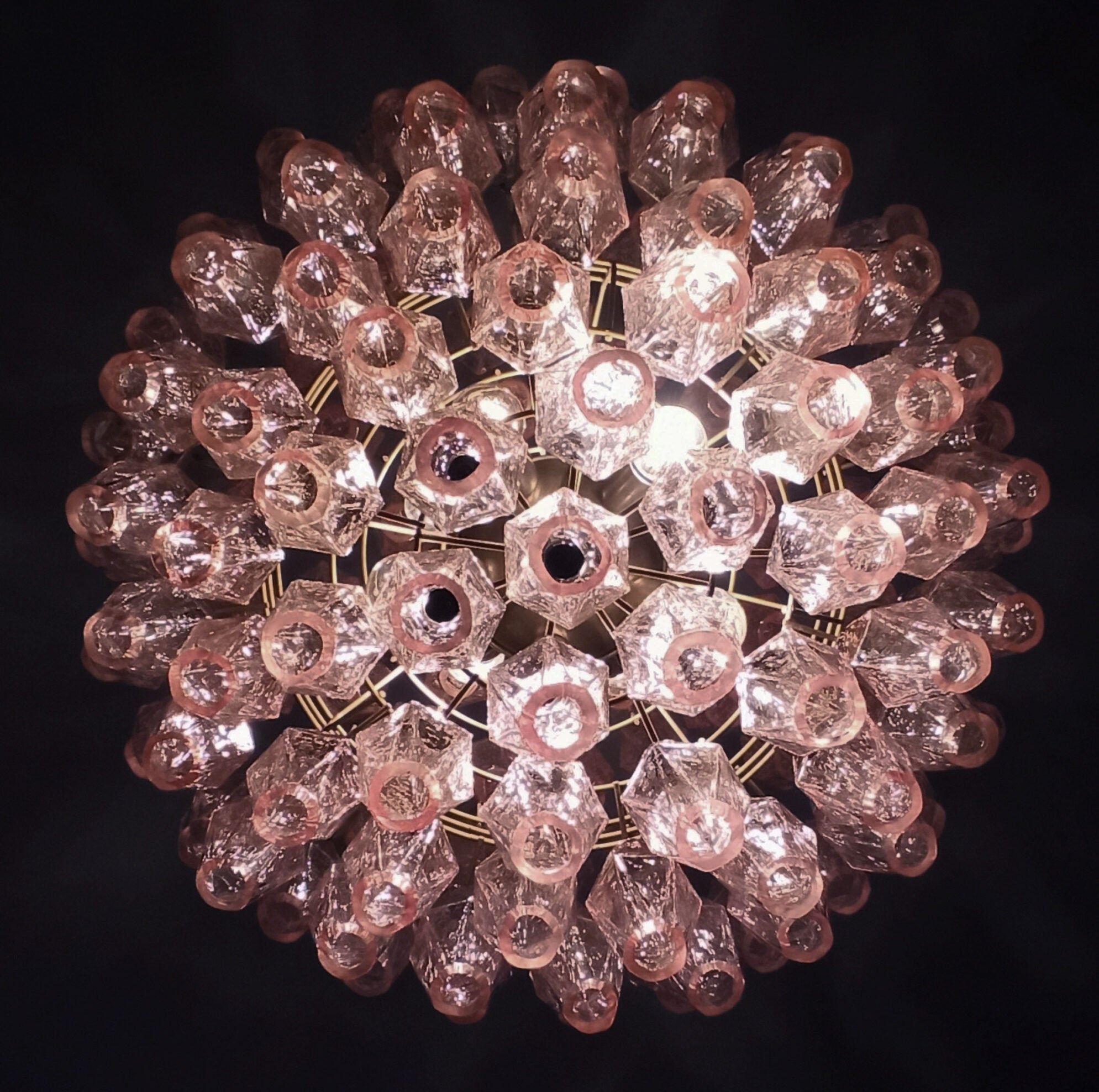 Murano Lysekrone | 140 Rosa Poliedriglass