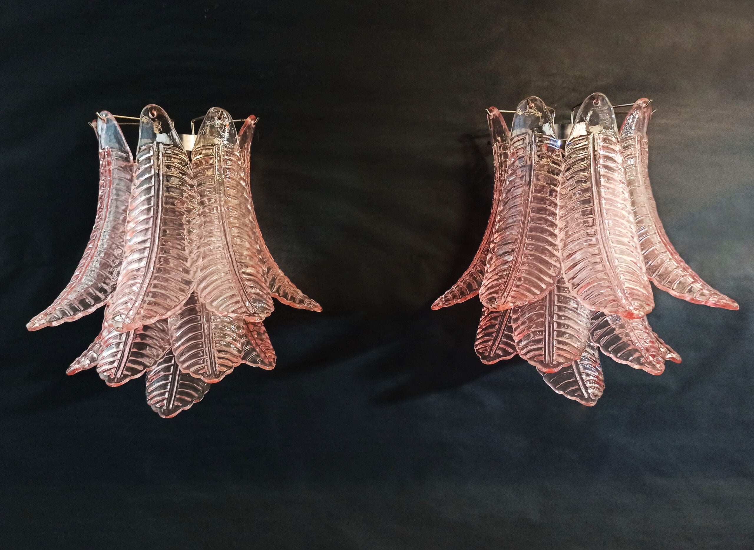Murano Vegglampe – 10 Rosa Felciglass – 2 stk – Murano Classics
