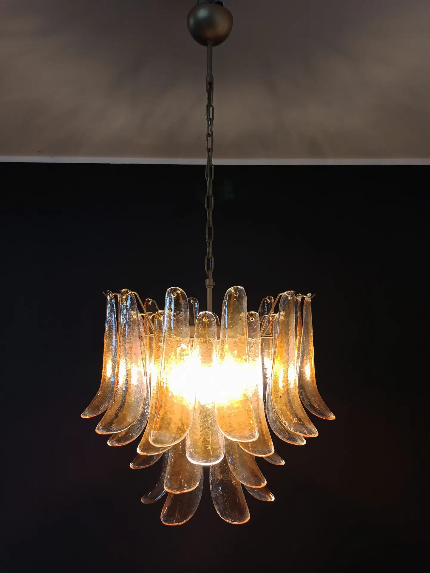 Murano Lysekrone – 36 Klare og Gule Konglebladglass – detalj 6 – Murano Classics