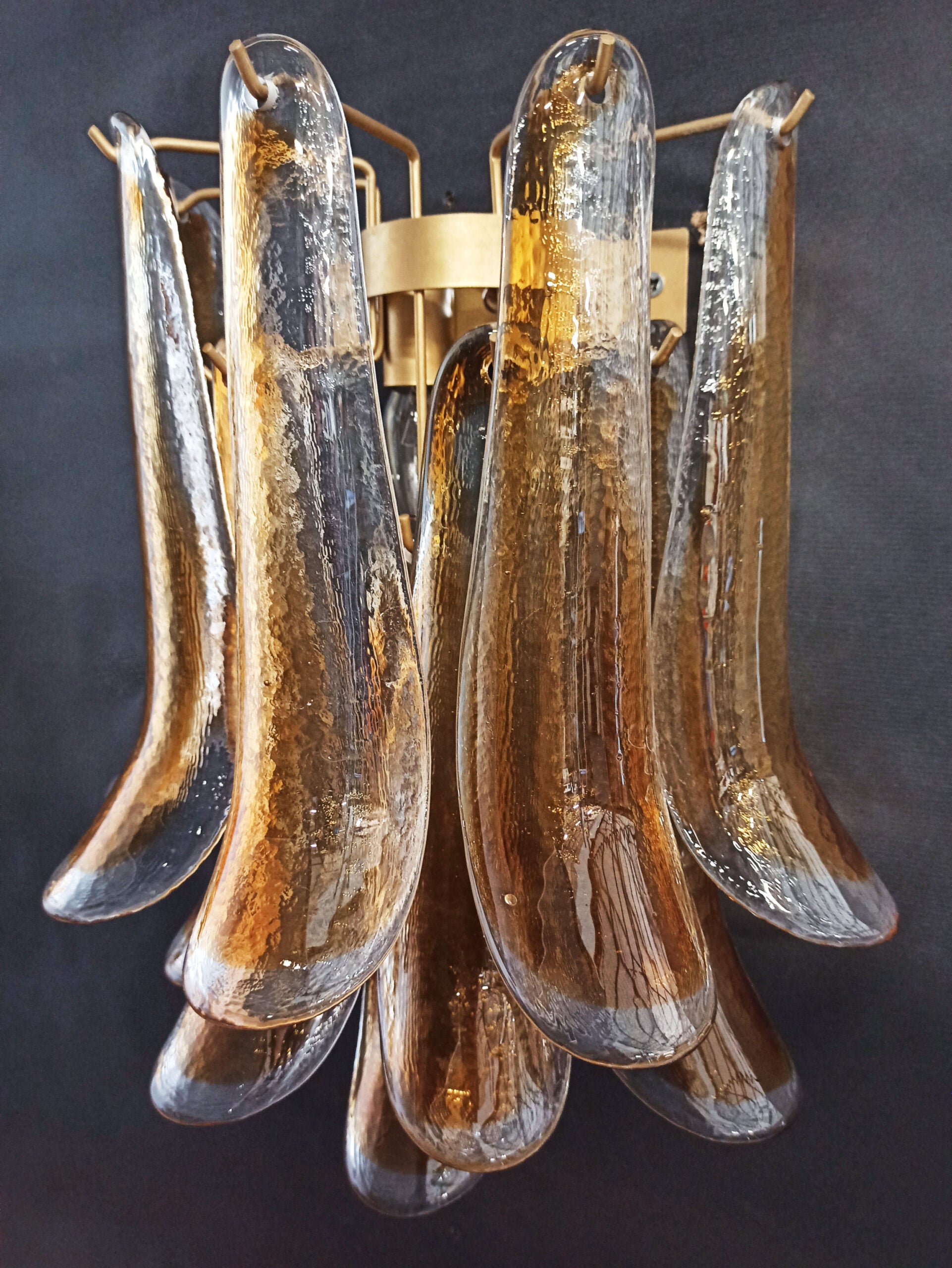 Murano Vegglampe – 10 Gule Konglebladglass – 2 stk – Murano Classics