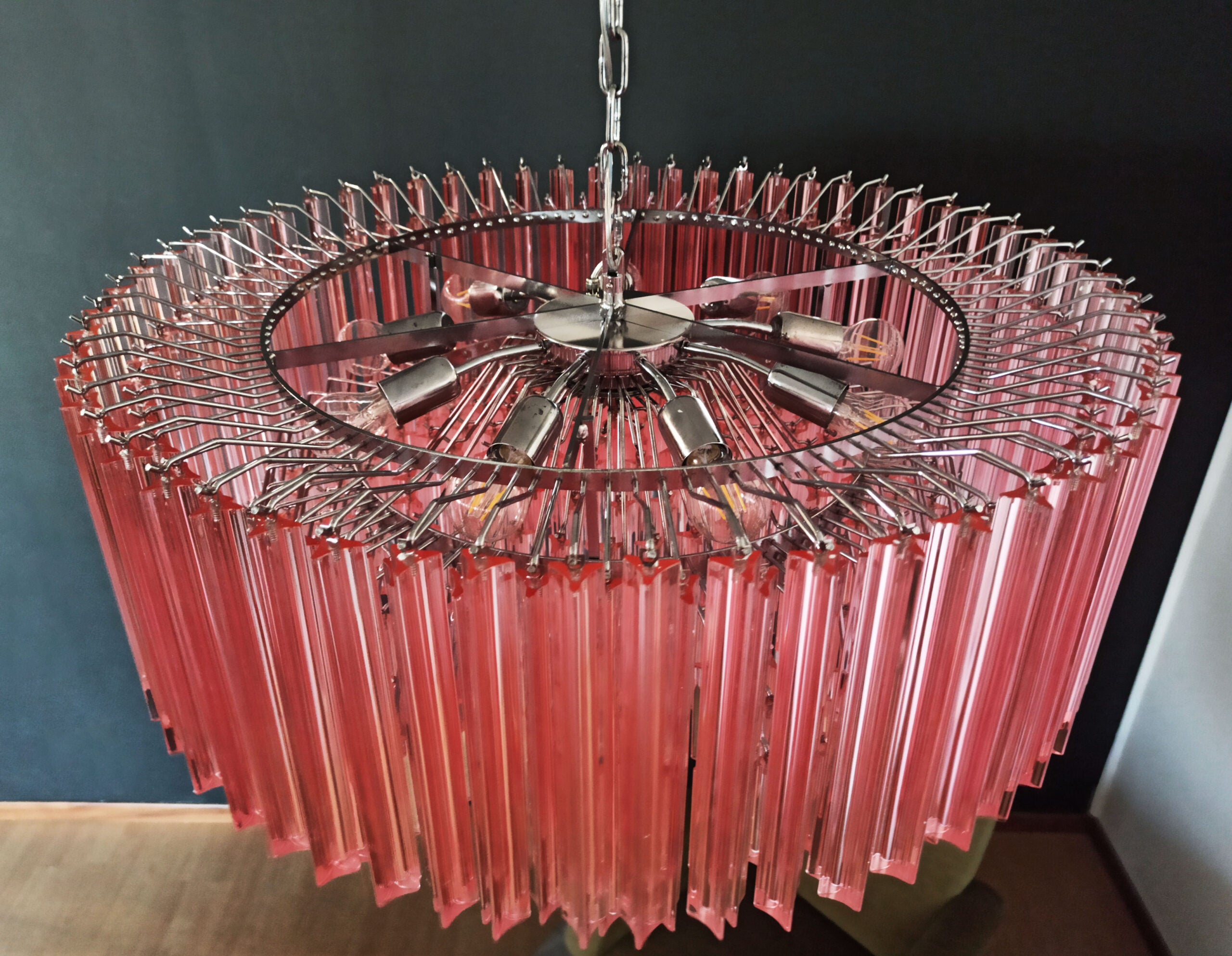 Murano Lysekrone – 391 Rosa Prismeglass – detalj 11 – Murano Classics