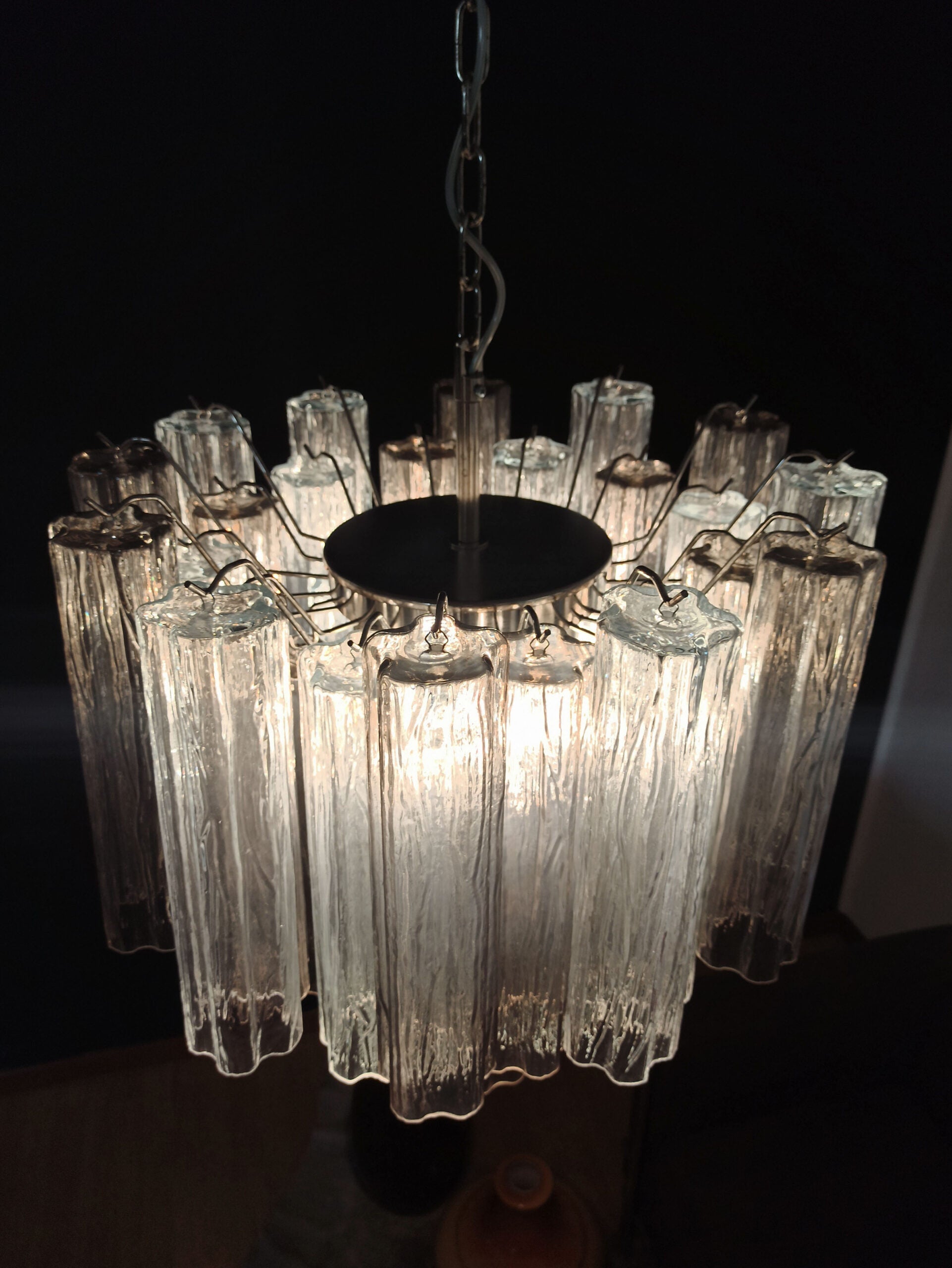 Murano Lysekrone – 36 Klare og Røykfargede Glassrør – detalj 5 – Murano Classics