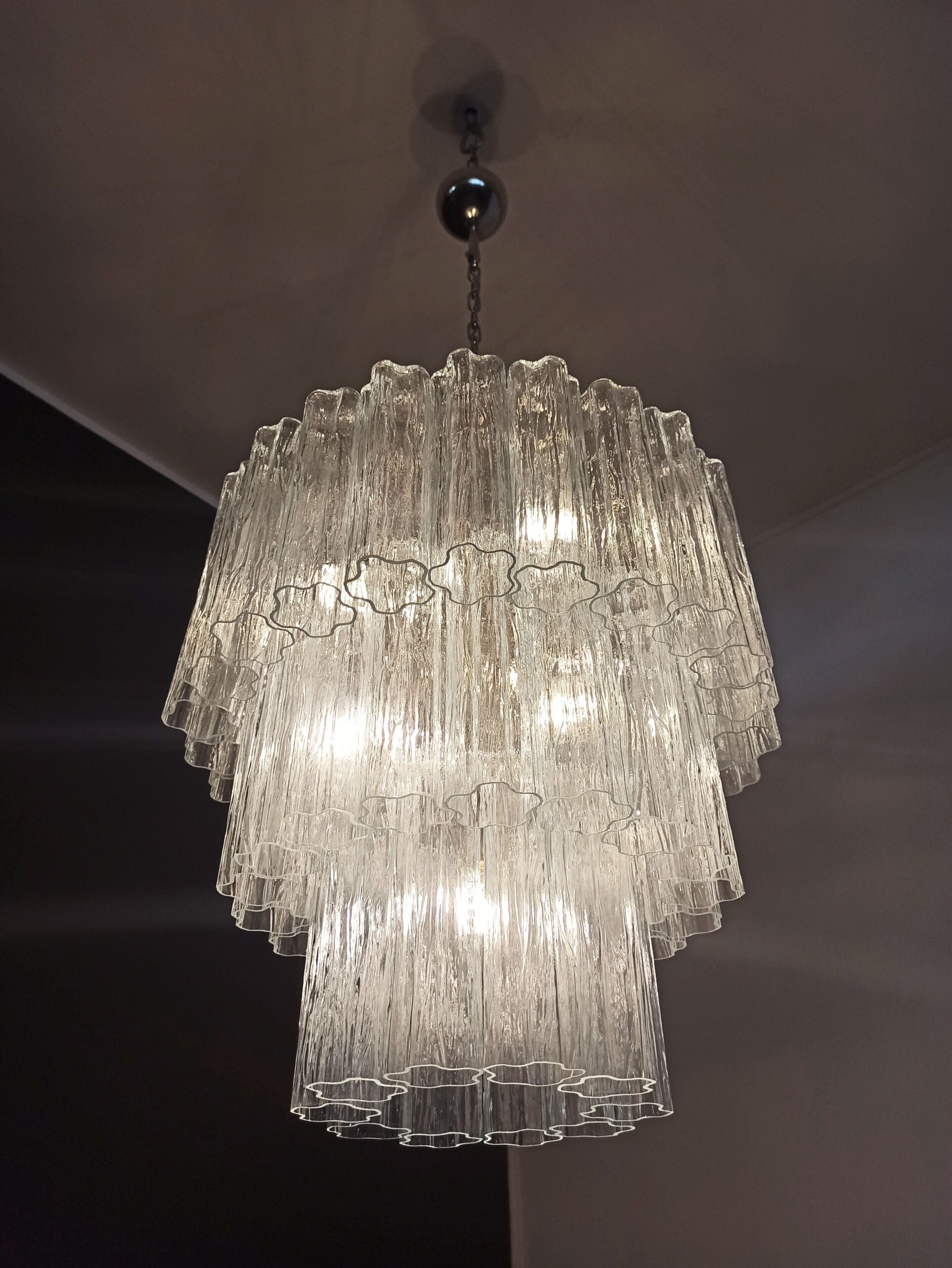 Murano Lysekrone – 52 Klare Glassrør – detalj 6 – Murano Classics