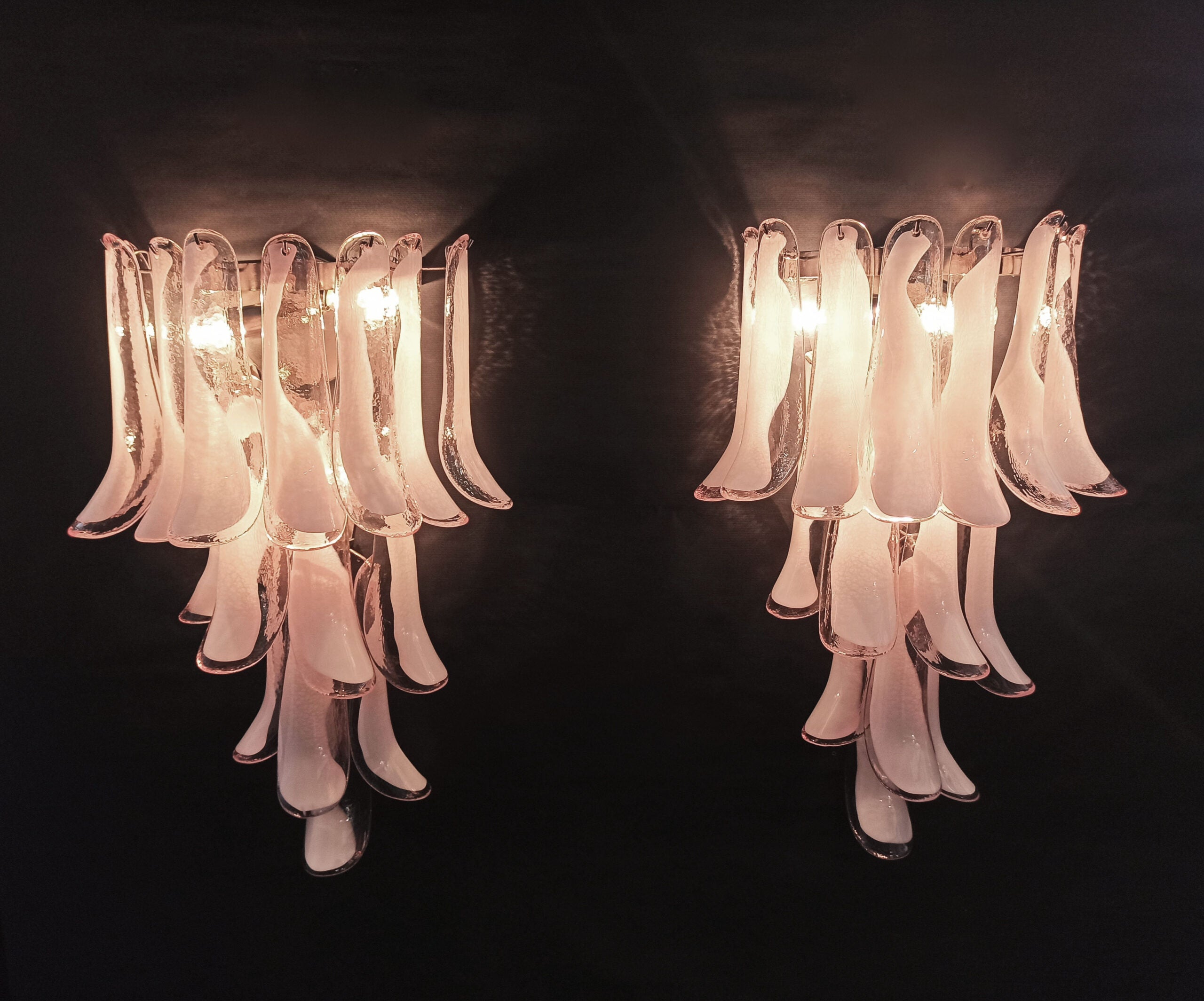 Murano Vegglampe – 16 Rosa Konglebladglass – 2 stk – detalj 9 – Murano Classics