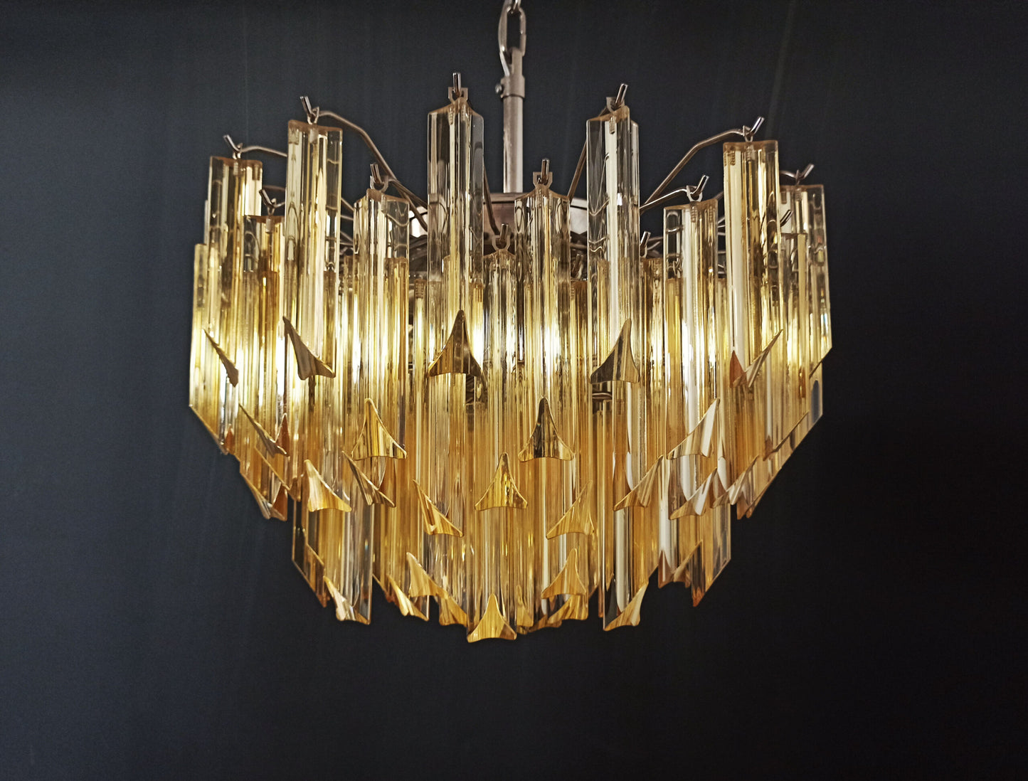 Murano Chandelier | 107 Clear and Yellow Prism Glasses