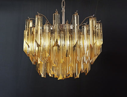 Murano Chandelier | 107 Clear and Yellow Prism Glasses