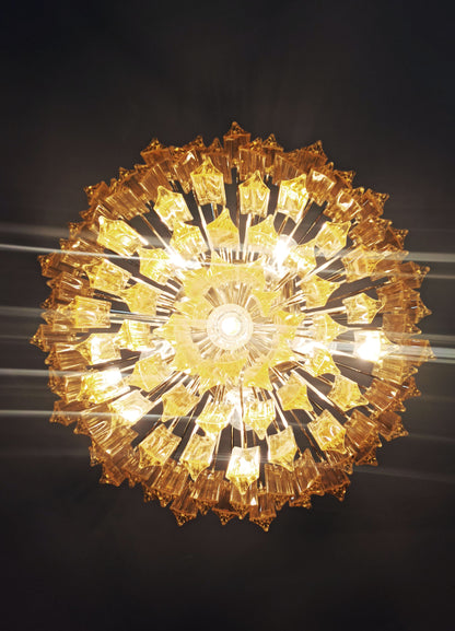 Murano Chandelier | 107 Clear and Yellow Prism Glasses