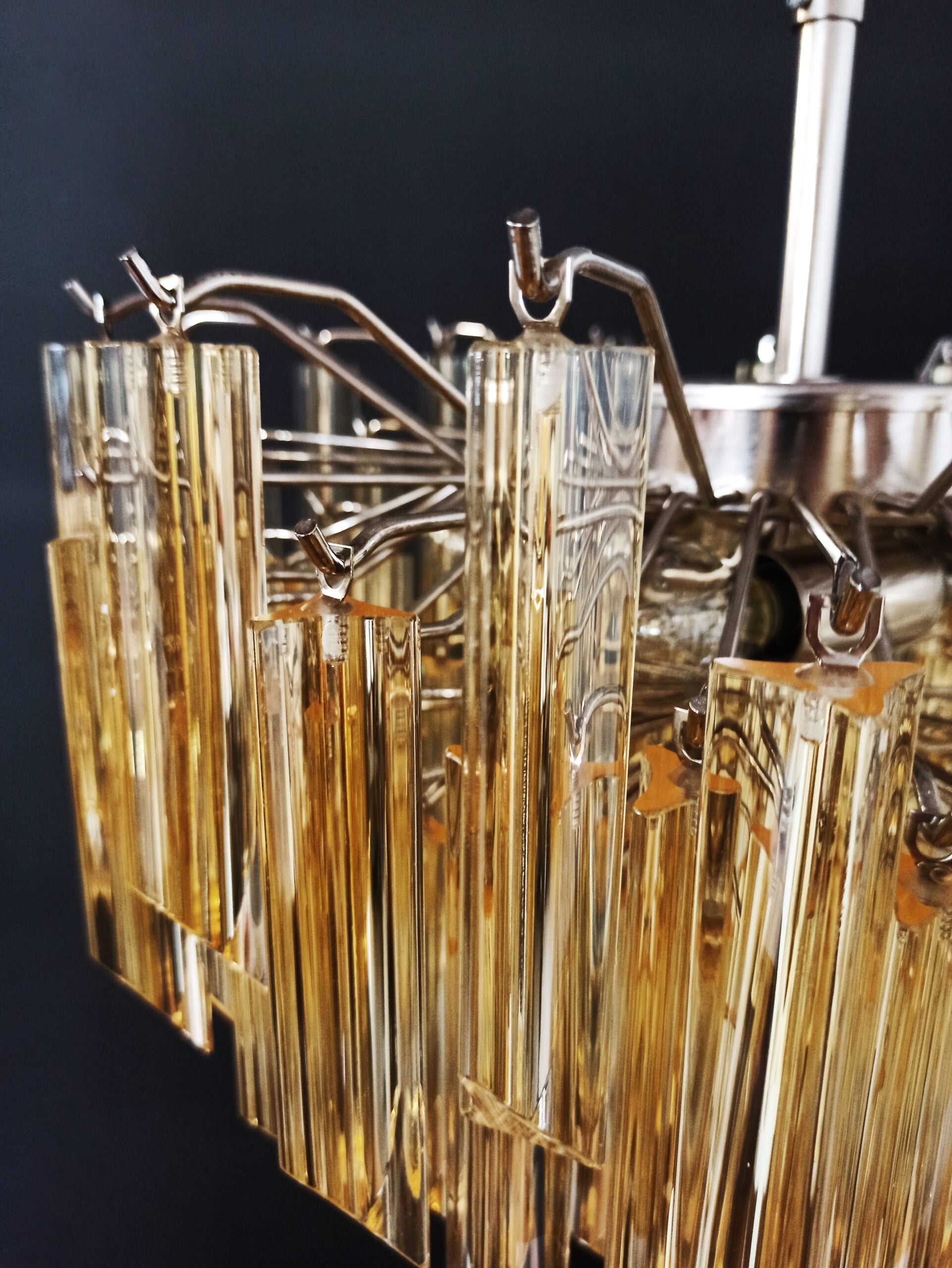 Murano Lysekrone – 107 Klare og Gule Prismeglass – detalj 3 – Murano Classics
