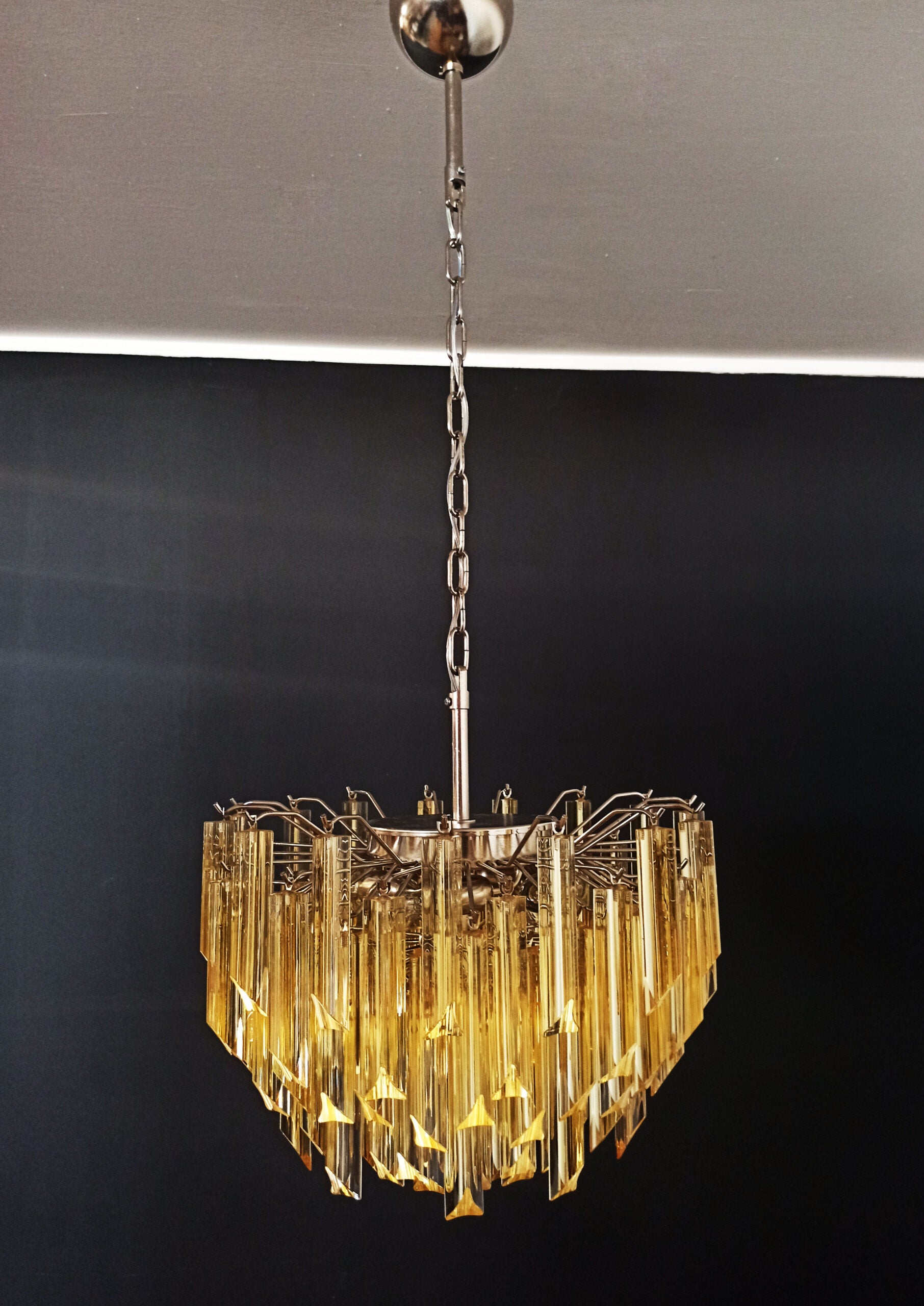 Murano Lysekrone – 107 Klare og Gule Prismeglass – Murano Classics