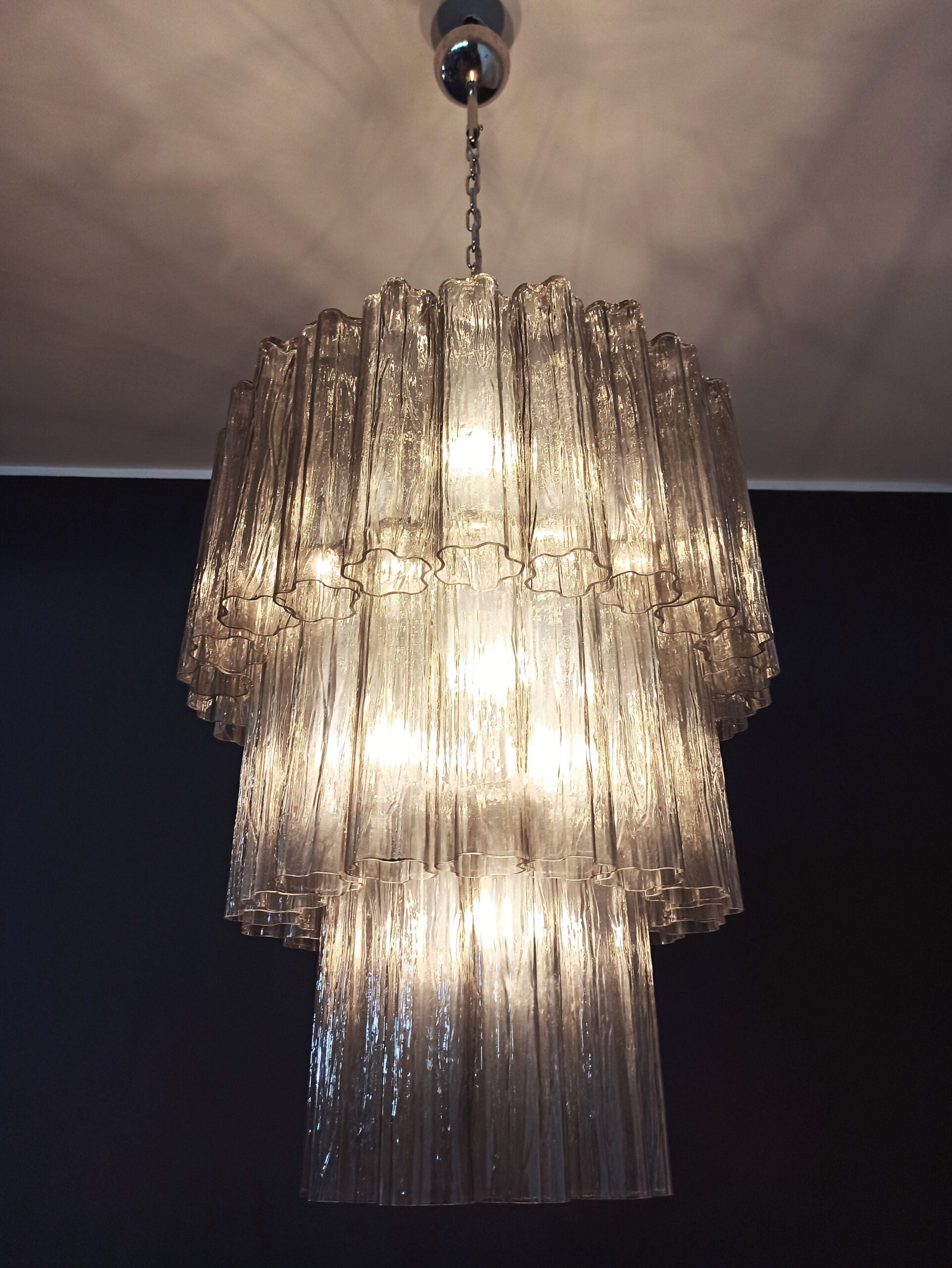 Murano Lysekrone – 52 Røykfargede Glassrør – detalj 9 – Murano Classics