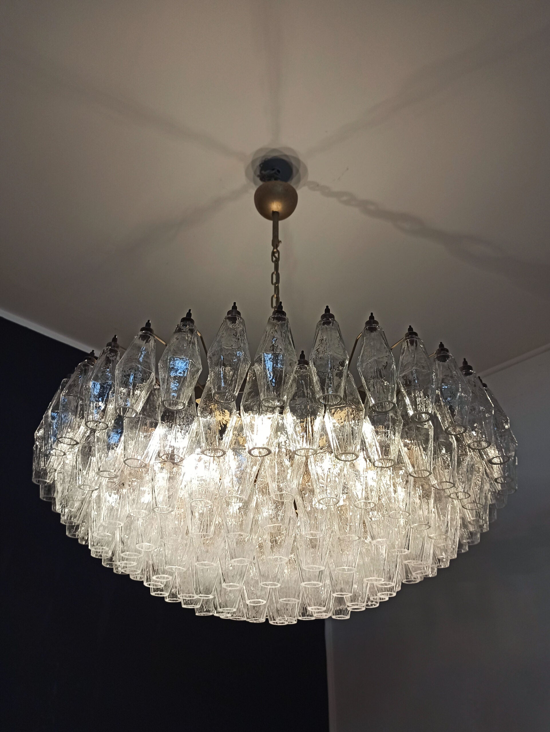 Murano Lysekrone – 185 Klare Poliedriglass – detalj 5 – Murano Classics