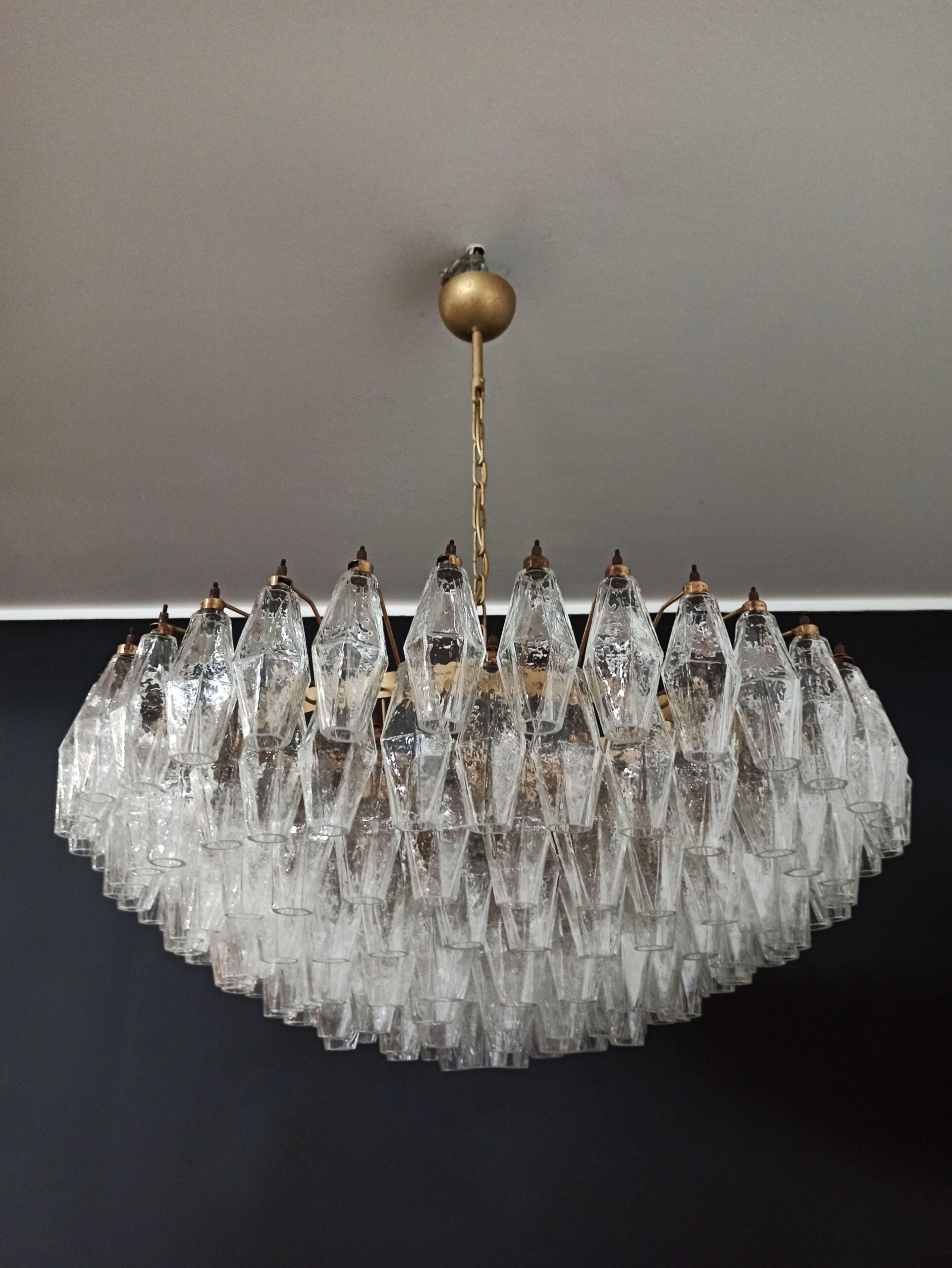 Murano Lysekrone – 185 Klare Poliedriglass – detalj 3 – Murano Classics