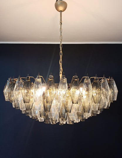 Murano Chandelier | 185 Clear and smoke colored Polyhedral glasses