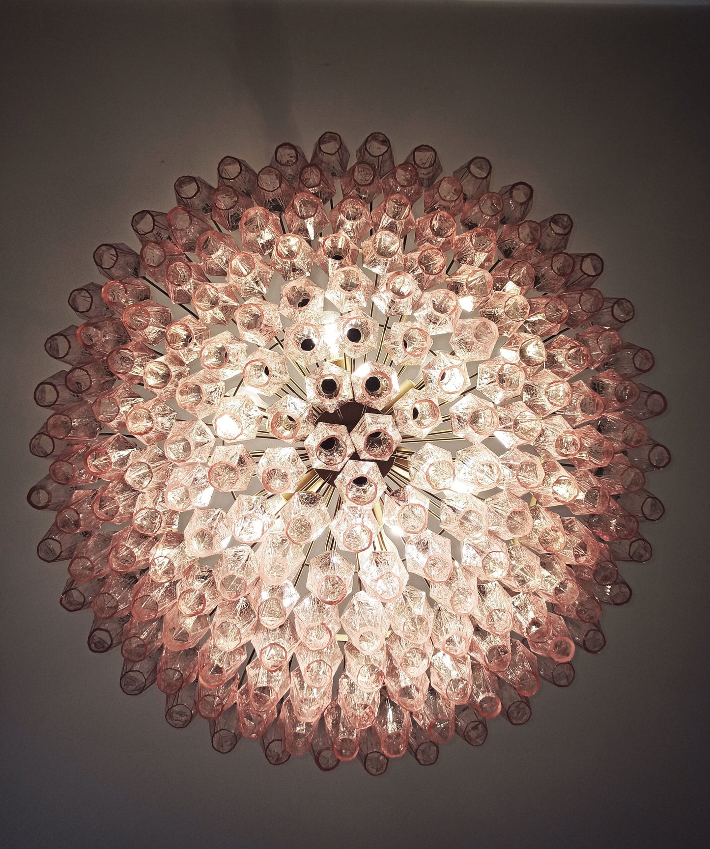 Murano Chandelier | 185 Pink polyhedral glass