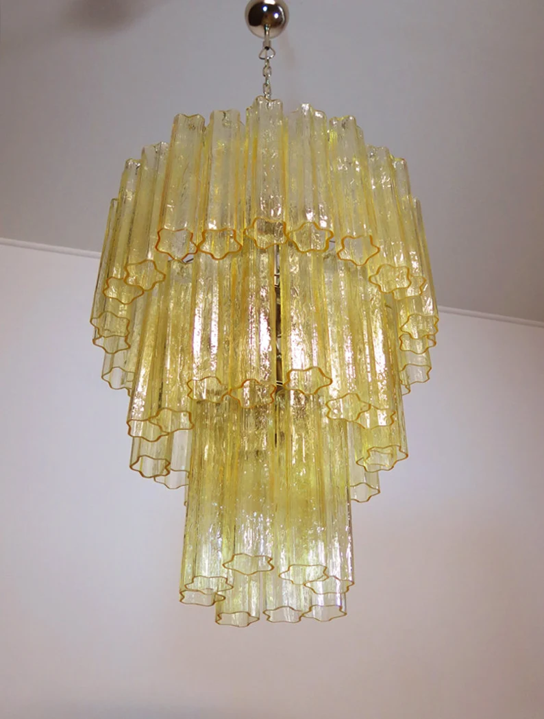 Murano Lysekrone – 48 Gule Glassrør – detalj 4 – Murano Classics