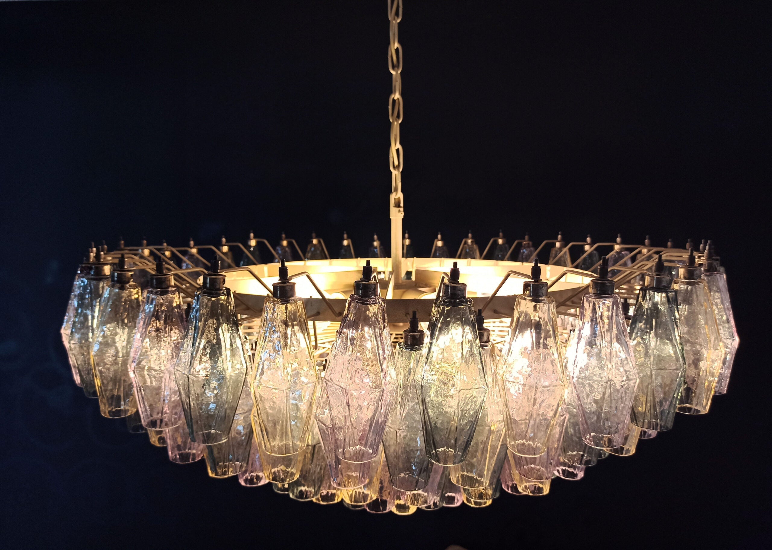 Murano Lysekrone – 185 Multifargede Poliedriglass – detalj 11 – Murano Classics
