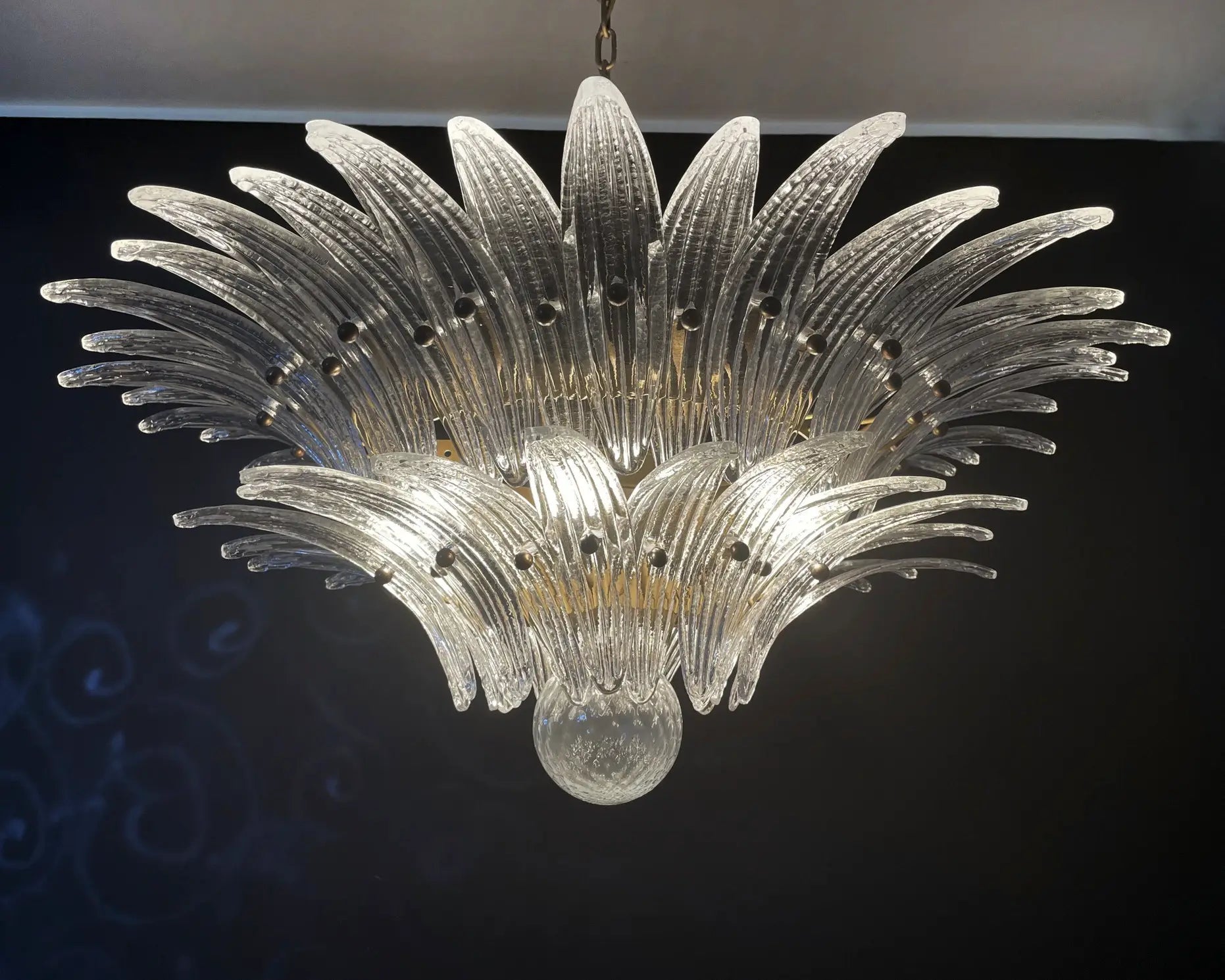 Murano Lysekrone – 58 Klare Palmeglass – detalj 10 – Murano Classics