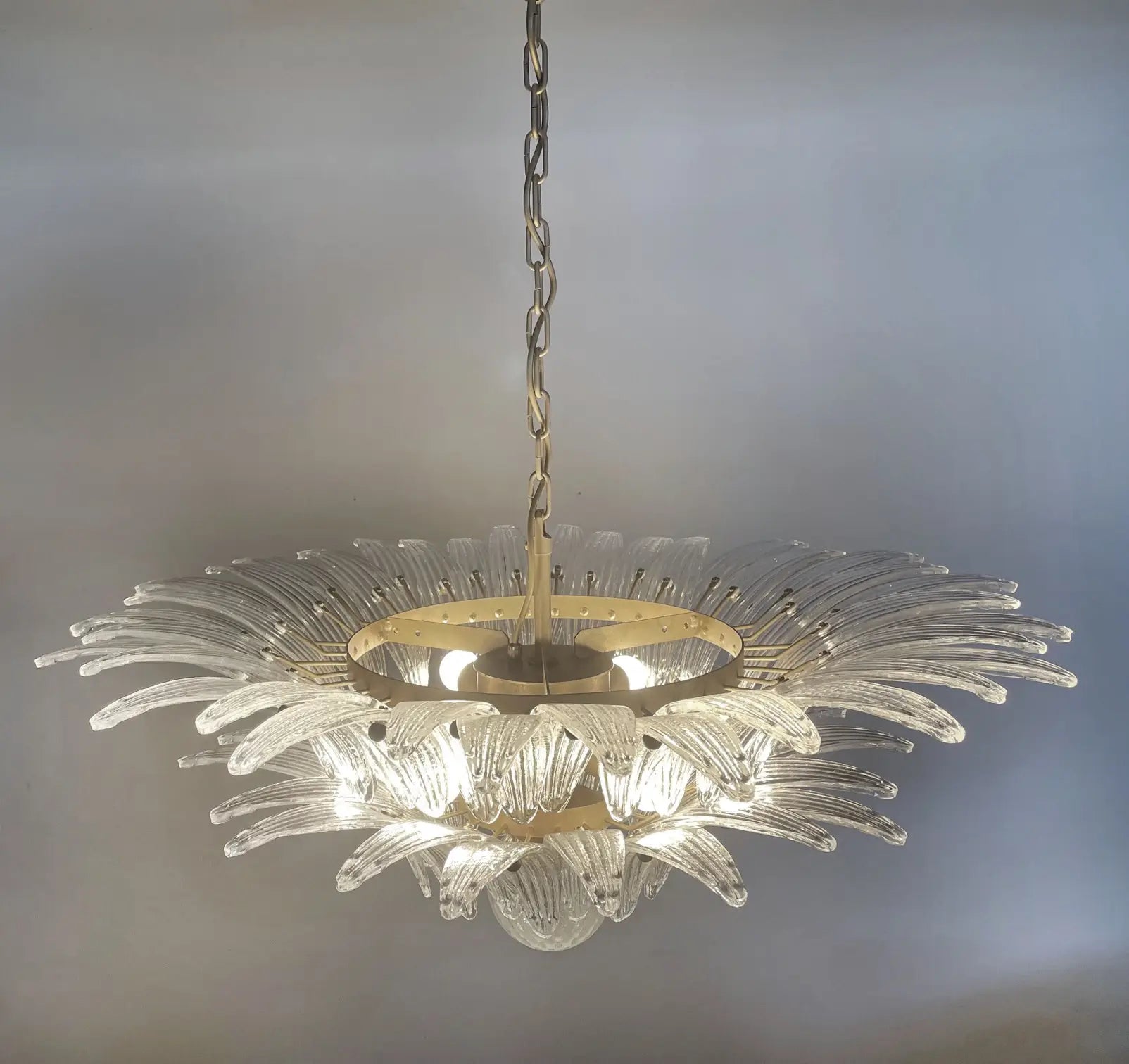 Murano Lysekrone – 58 Klare Palmeglass – detalj 7 – Murano Classics