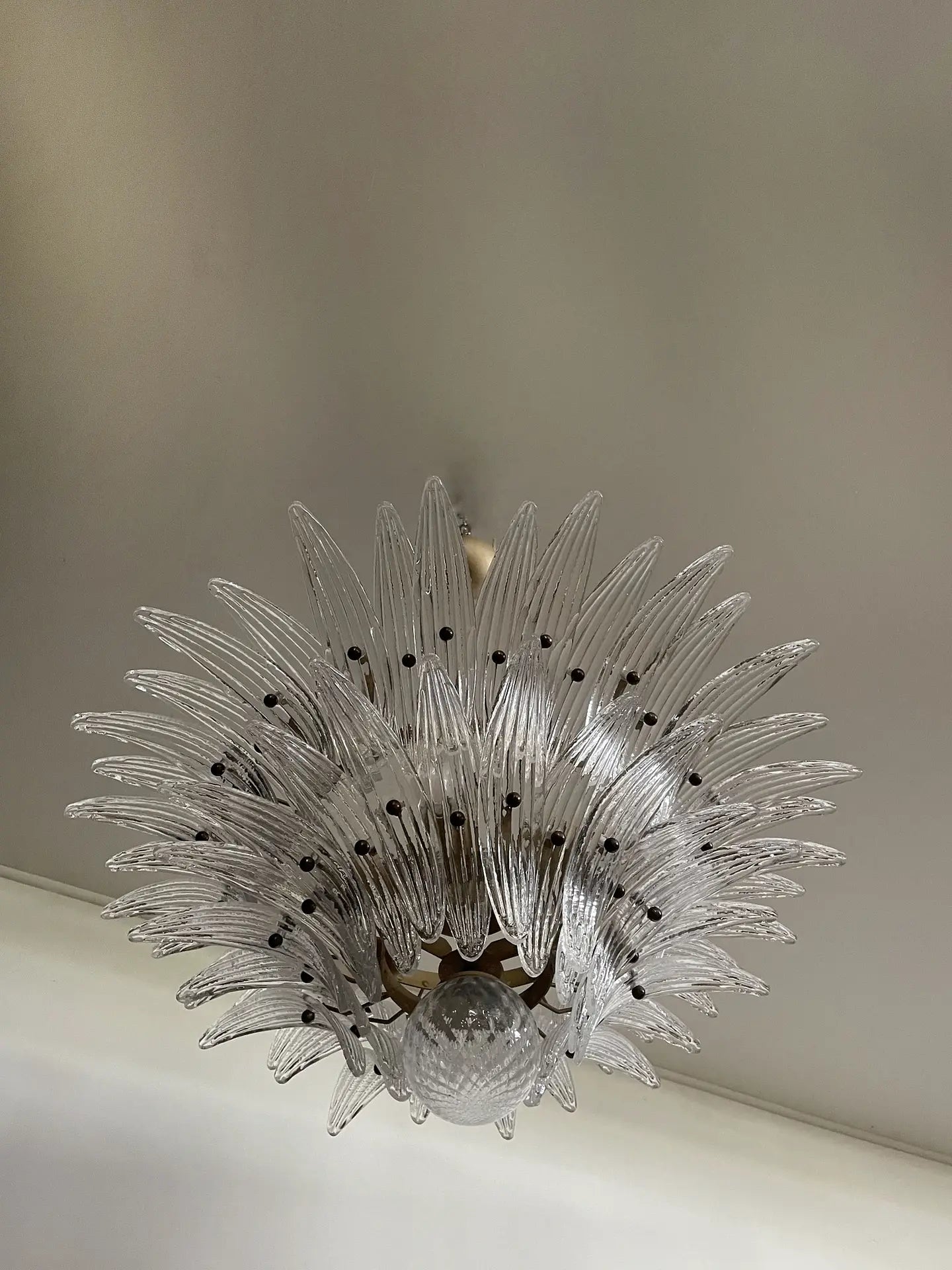 Murano Lysekrone – 58 Klare Palmeglass – detalj 9 – Murano Classics