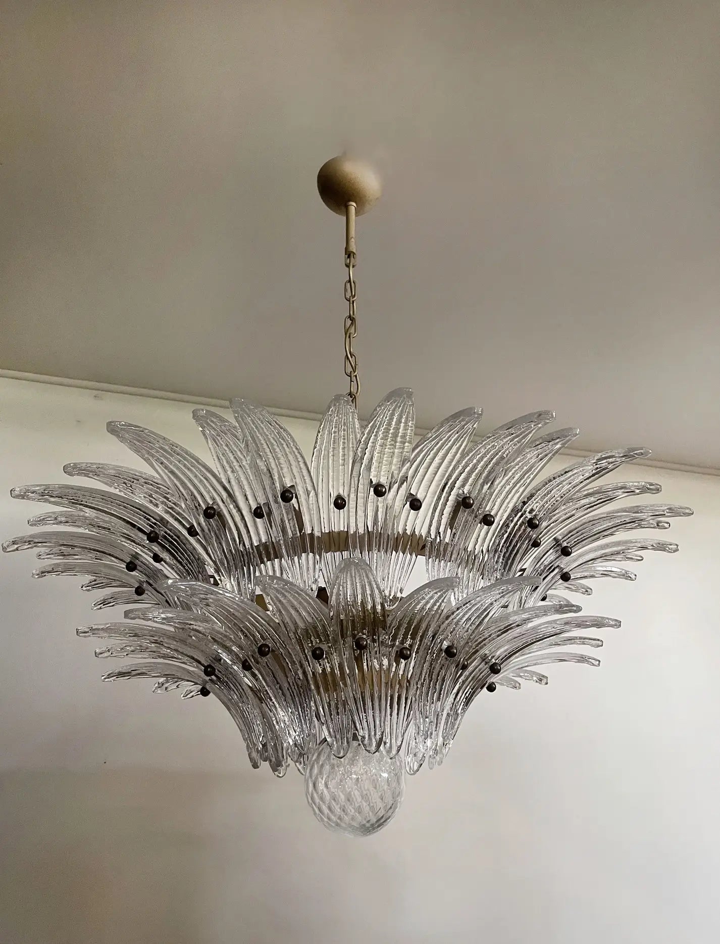 Murano Lysekrone – 58 Klare Palmeglass – detalj 8 – Murano Classics