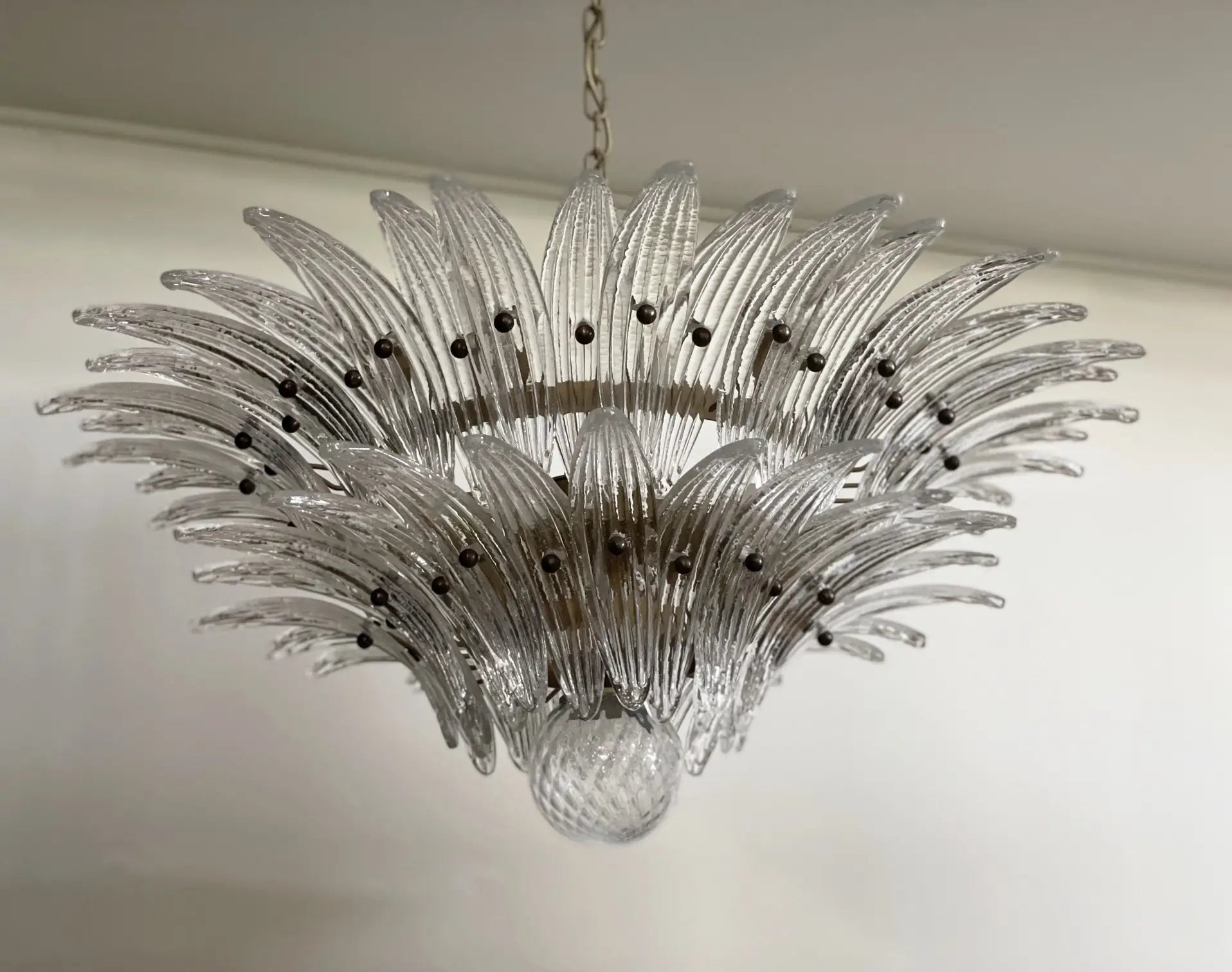Murano Lysekrone – 58 Klare Palmeglass – detalj 2 – Murano Classics