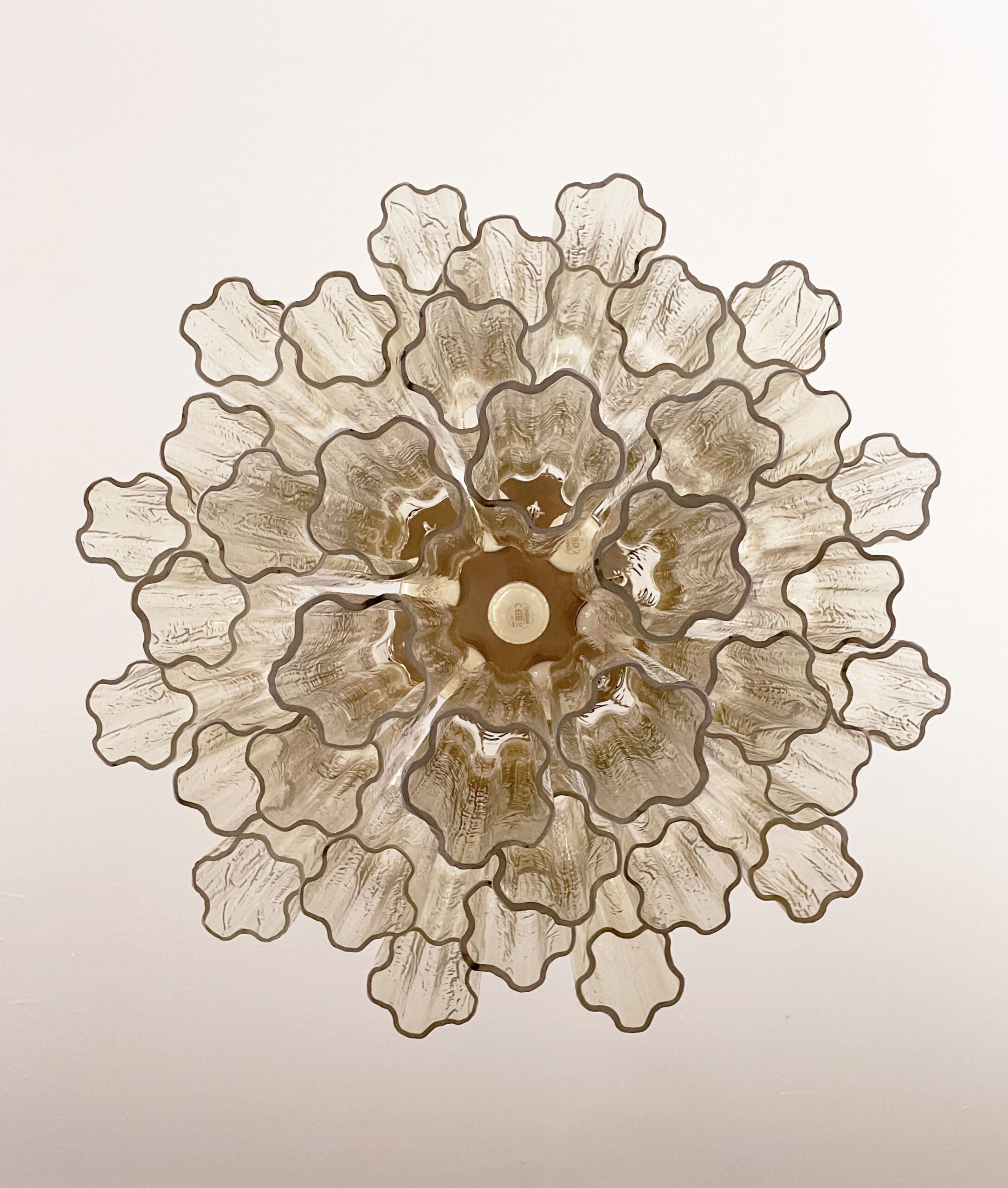 Murano Lysekrone – 36 Klare og Gule Glassrør – detalj 1 – Murano Classics