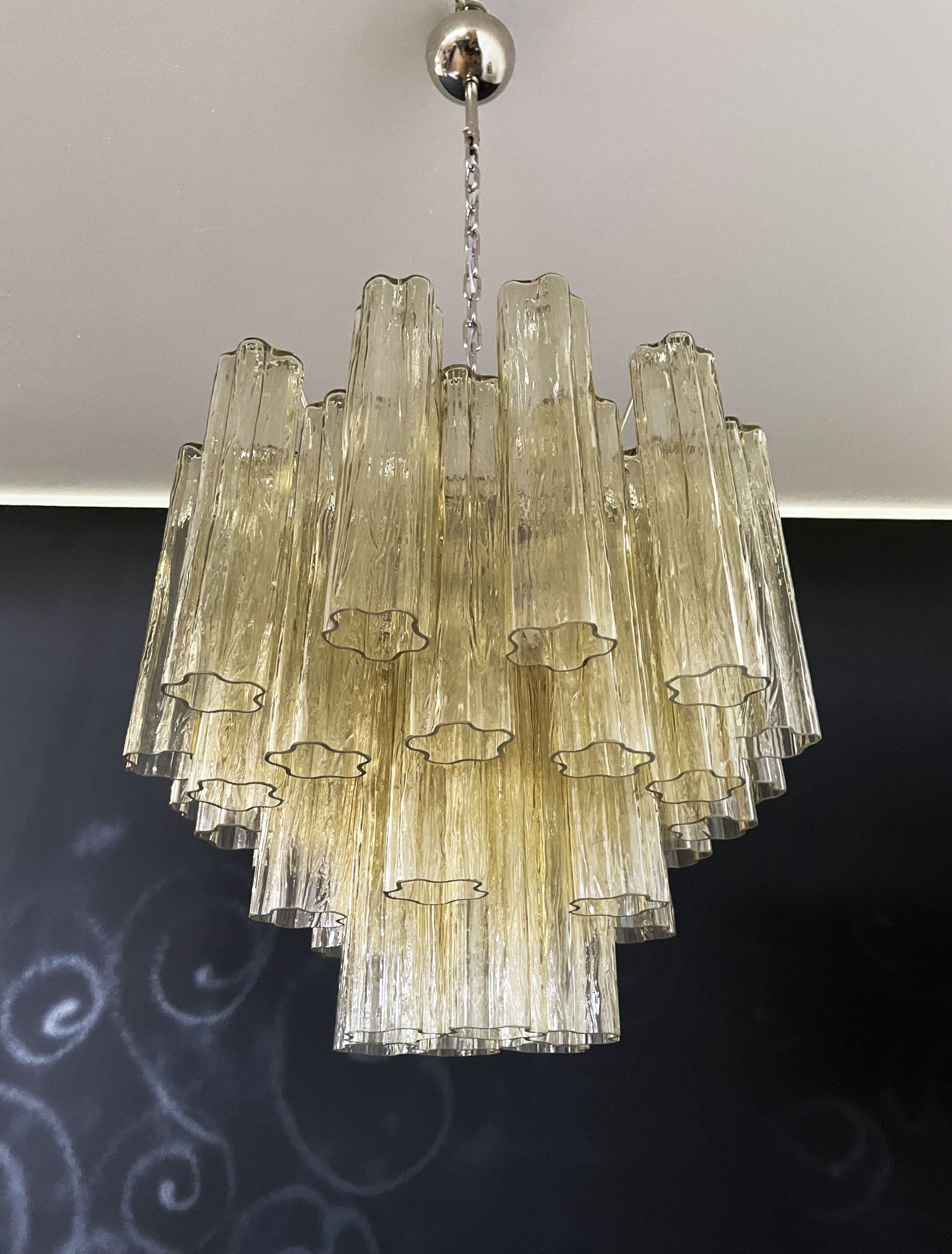 Murano Lysekrone – 36 Klare og Gule Glassrør – detalj 3 – Murano Classics
