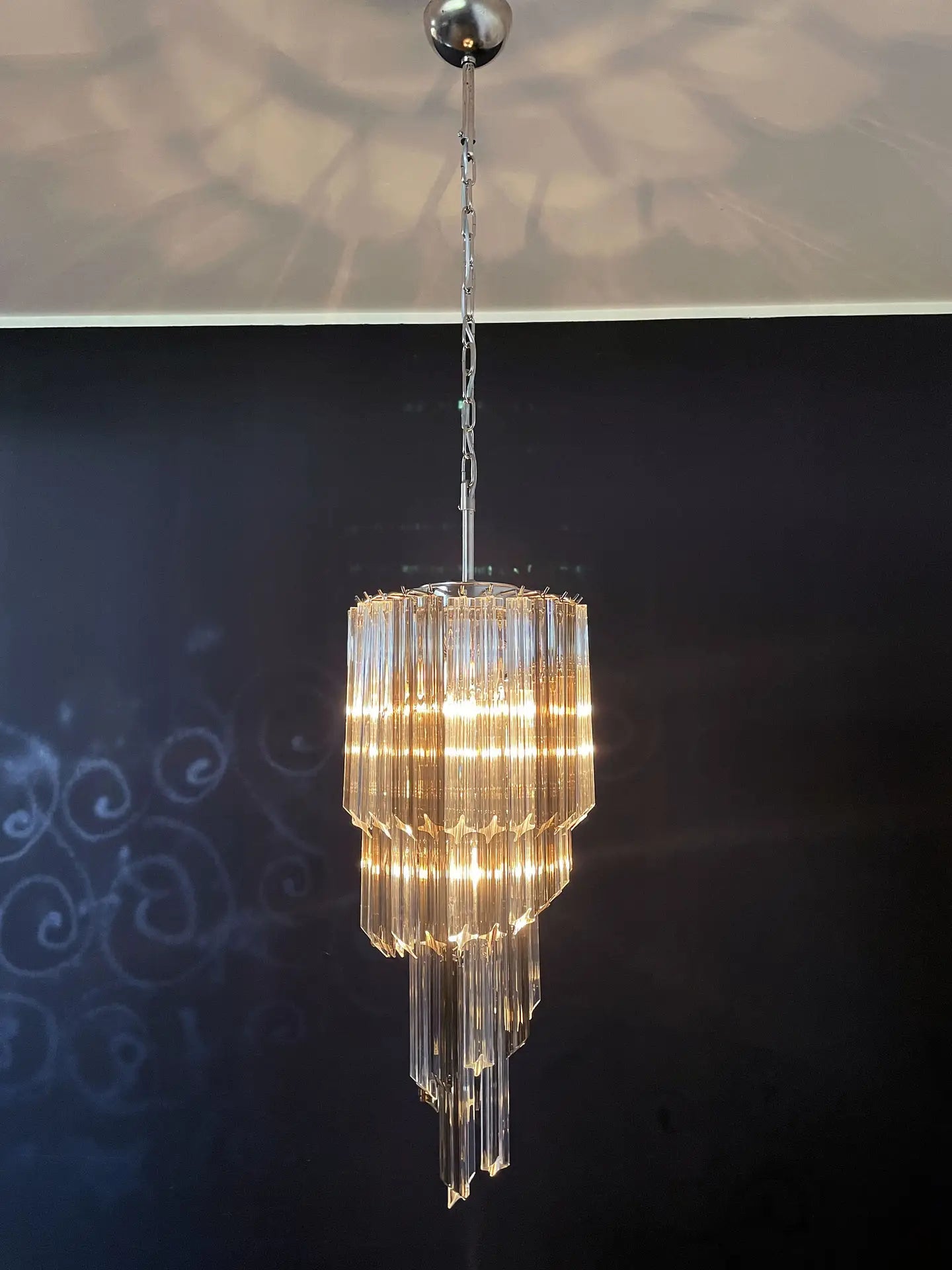 Murano Lysekrone – 54 Klare og Røykfargede Prismeglass – detalj 7 – Murano Classics