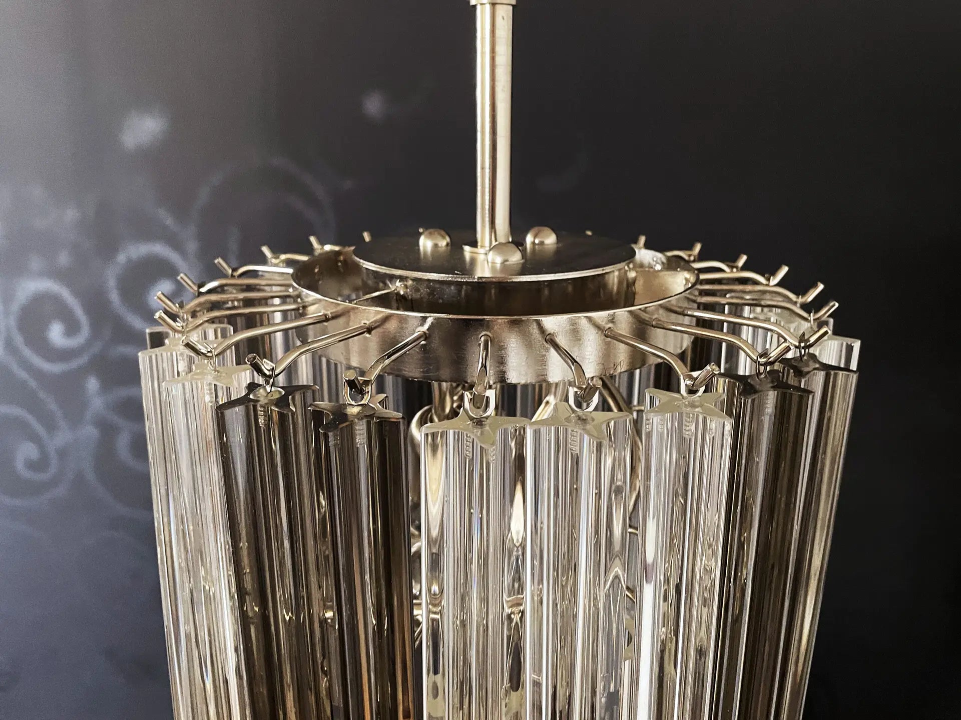 Murano Lysekrone – 54 Klare og Røykfargede Prismeglass – detalj 5 – Murano Classics
