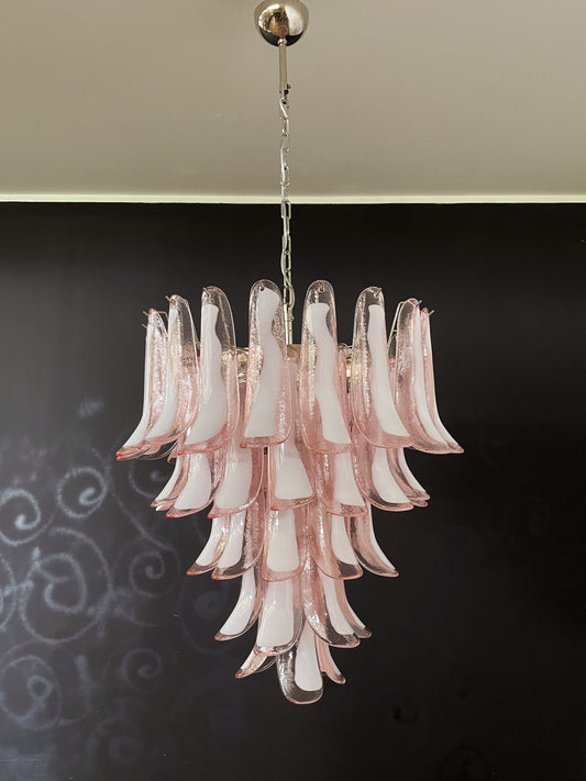 Murano Chandelier | 52 Pink cone leaf glass