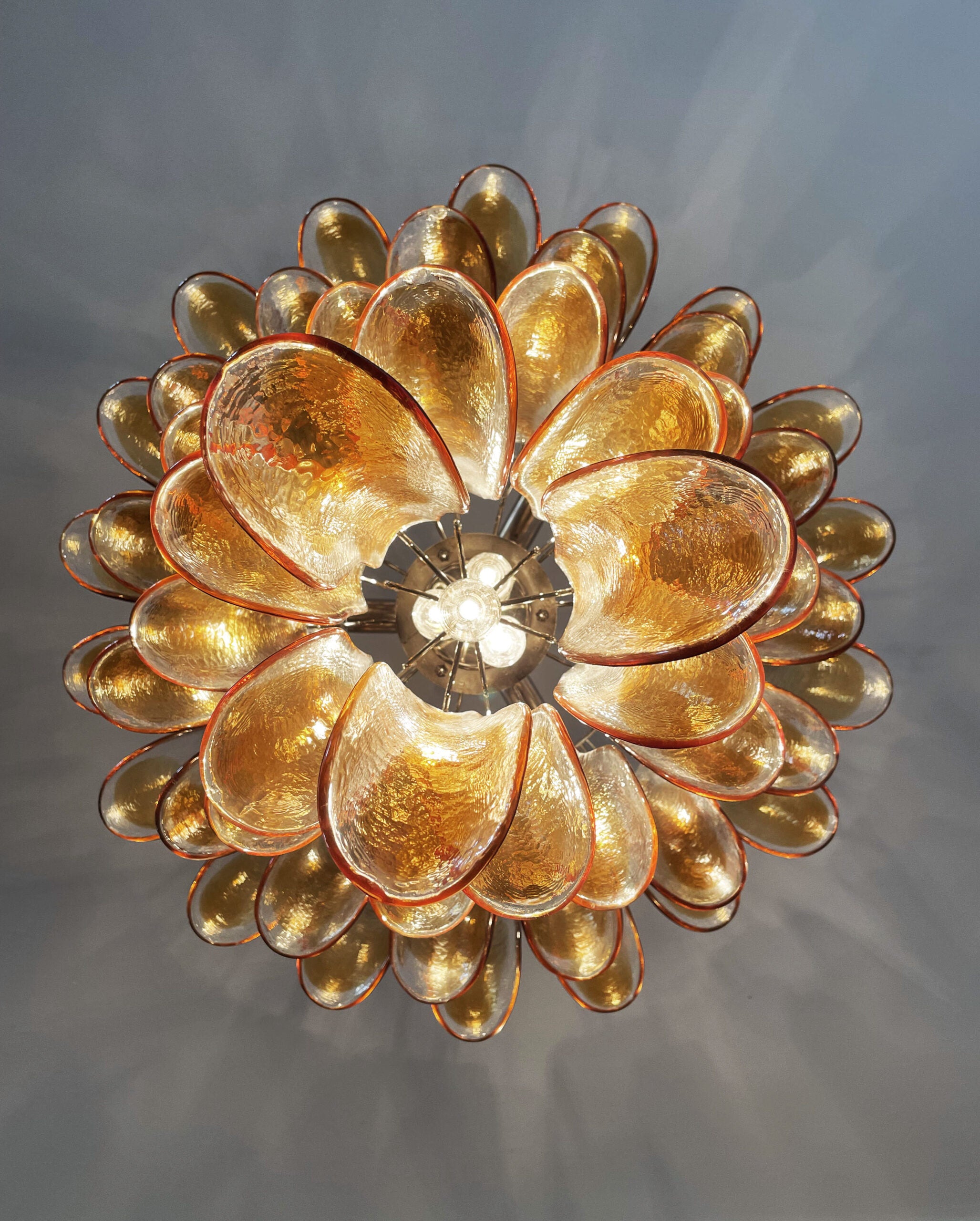 Murano Lysekrone – 52 Gule Konglebladglass – detalj 6 – Murano Classics
