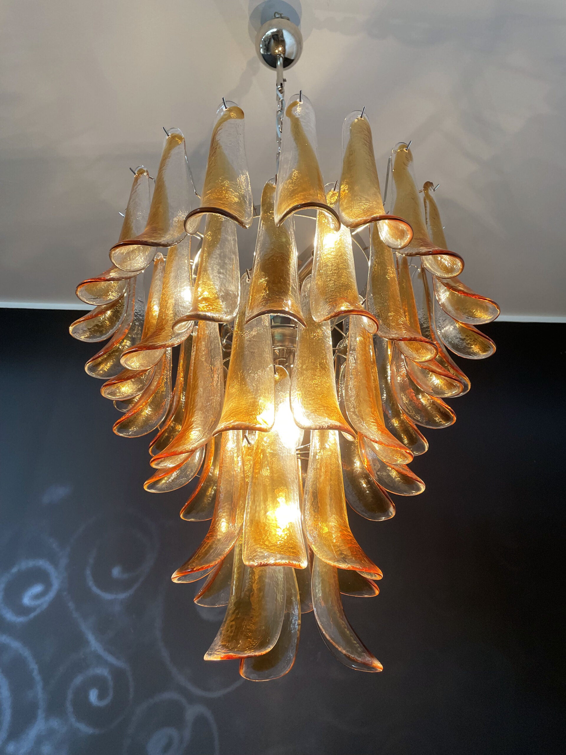 Murano Lysekrone – 52 Gule Konglebladglass – detalj 7 – Murano Classics