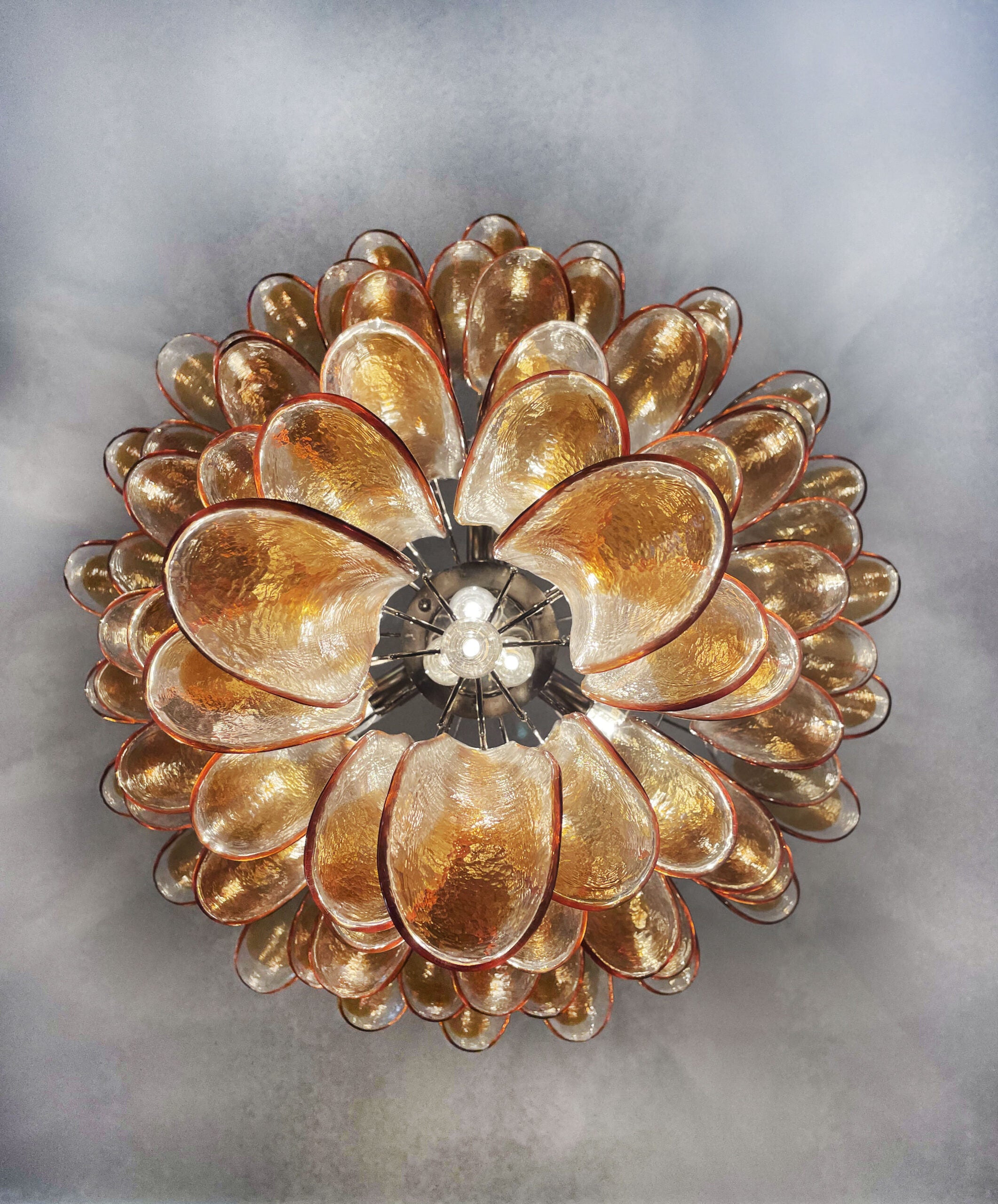 Murano Lysekrone – 75 Gule Konglebladglass – detalj 7 – Murano Classics