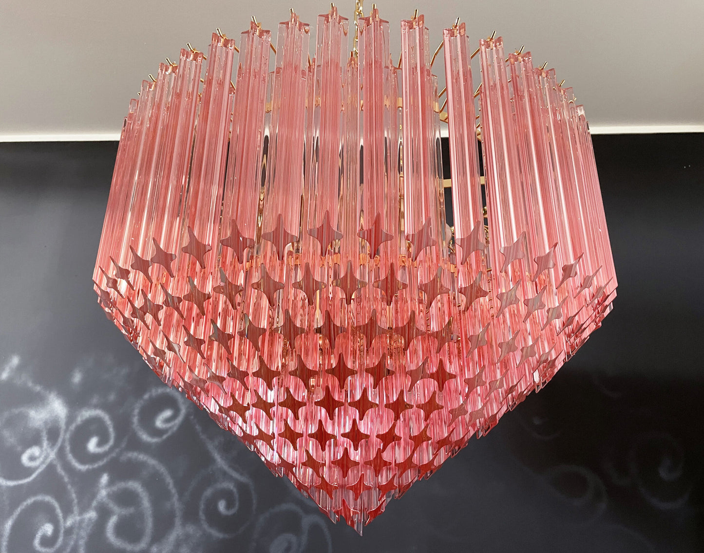 Murano Lysekrone | 265 Rosa Prismeglass