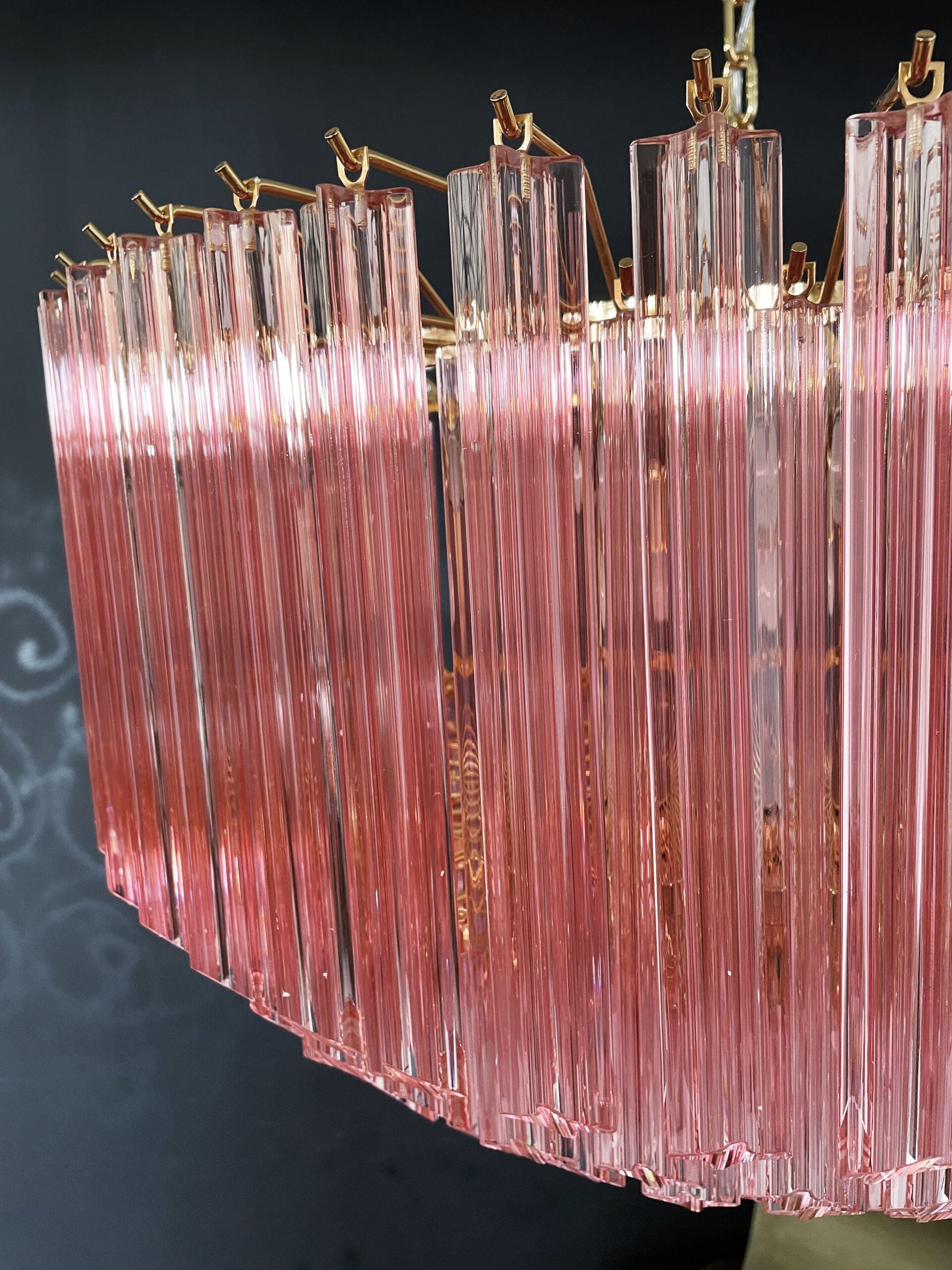 Murano Lysekrone – 265 Rosa Prismeglass – detalj 3 – Murano Classics