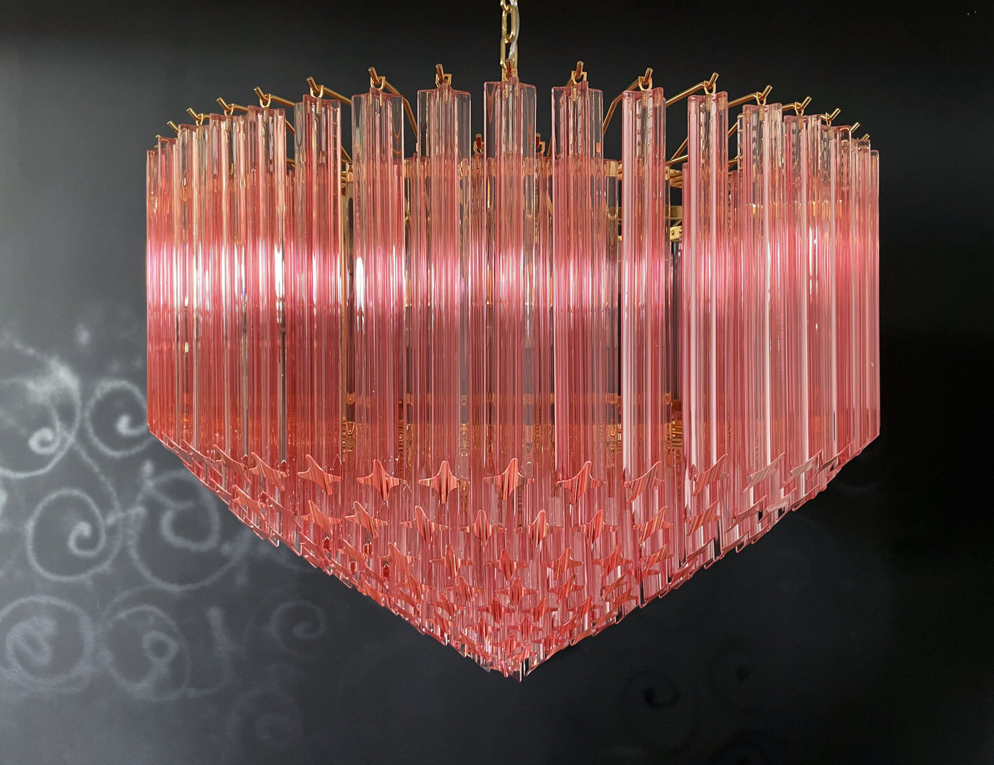 Murano Lysekrone | 265 Rosa Prismeglass