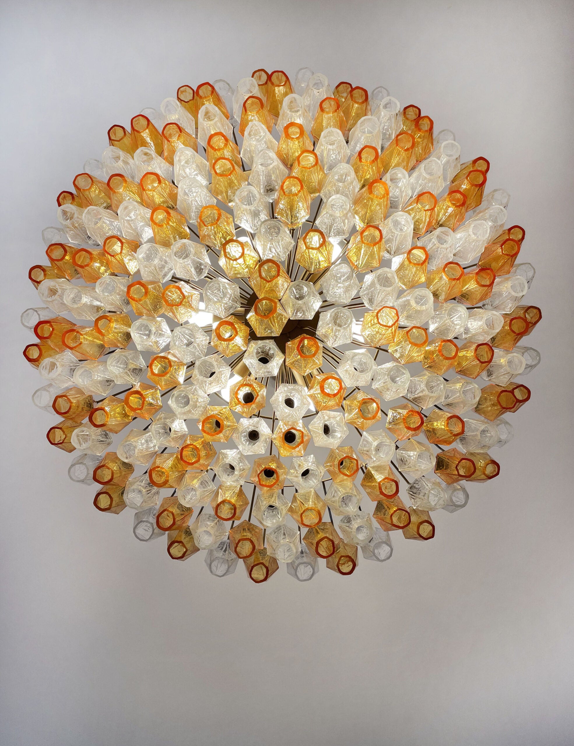 Murano Lysekrone – 185 Klare og Gule Poliedriglass – detalj 1 – Murano Classics