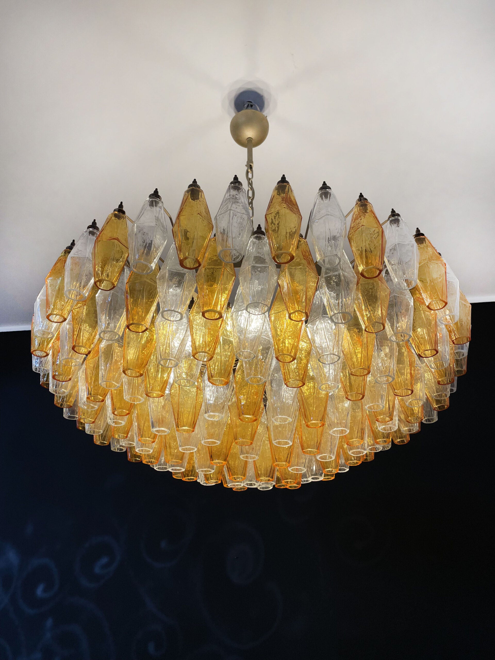 Murano Lysekrone – 185 Klare og Gule Poliedriglass – detalj 4 – Murano Classics
