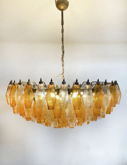 Murano Chandelier | 185 Clear and Yellow Polyhedral Glasses