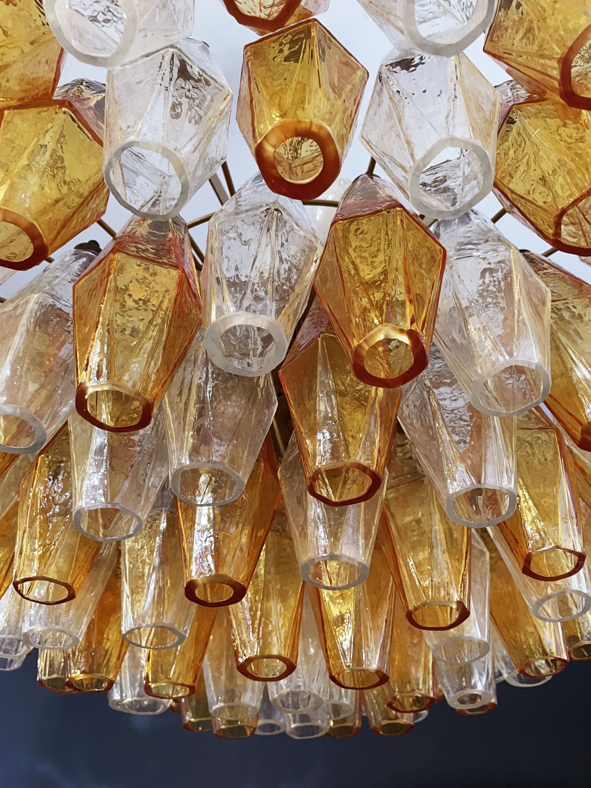 Murano Lysekrone – 185 Klare og Gule Poliedriglass – detalj 11 – Murano Classics