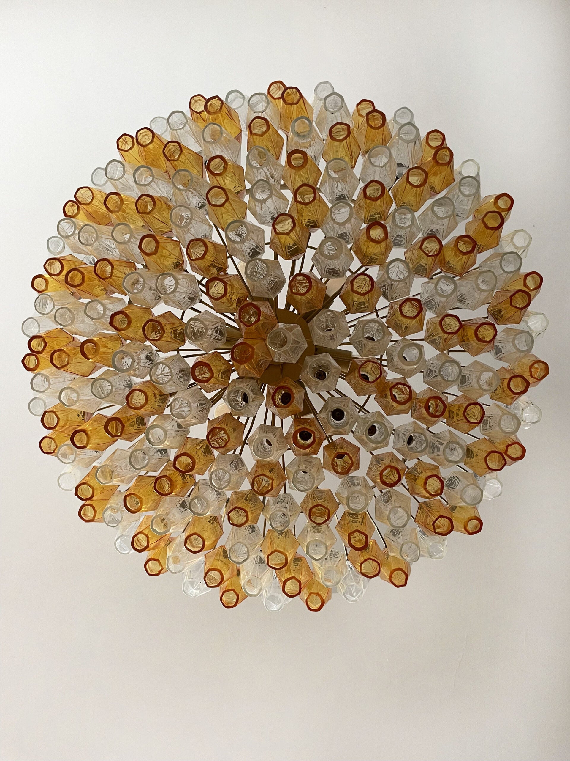 Murano Lysekrone – 185 Klare og Gule Poliedriglass – detalj 10 – Murano Classics